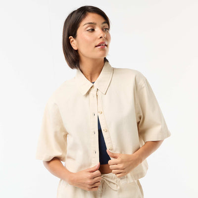 Chemisier en jean avec manches 3/4 BLANC