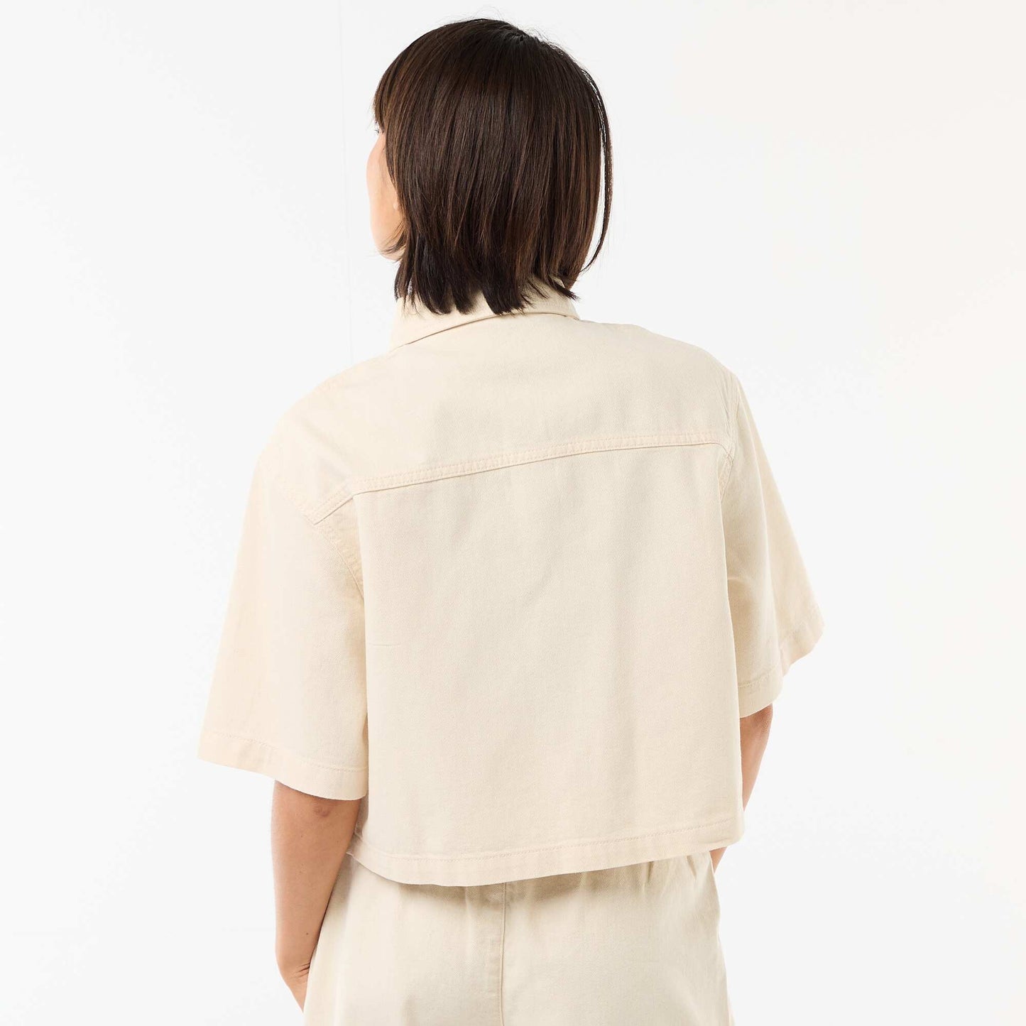 Chemisier en jean avec manches 3/4 BLANC