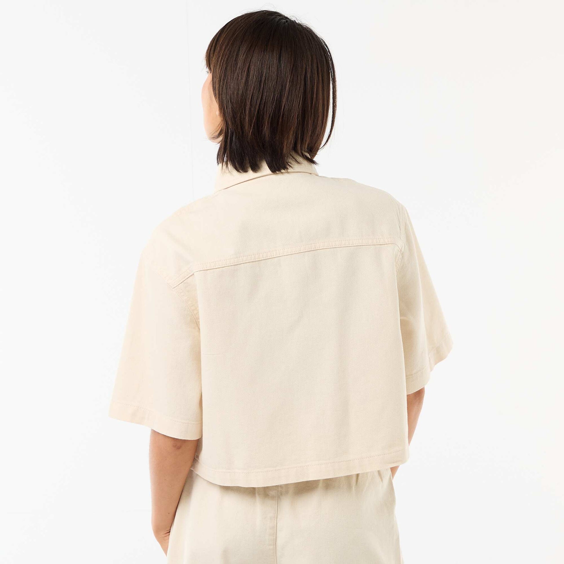 Chemisier en jean avec manches 3/4 BLANC