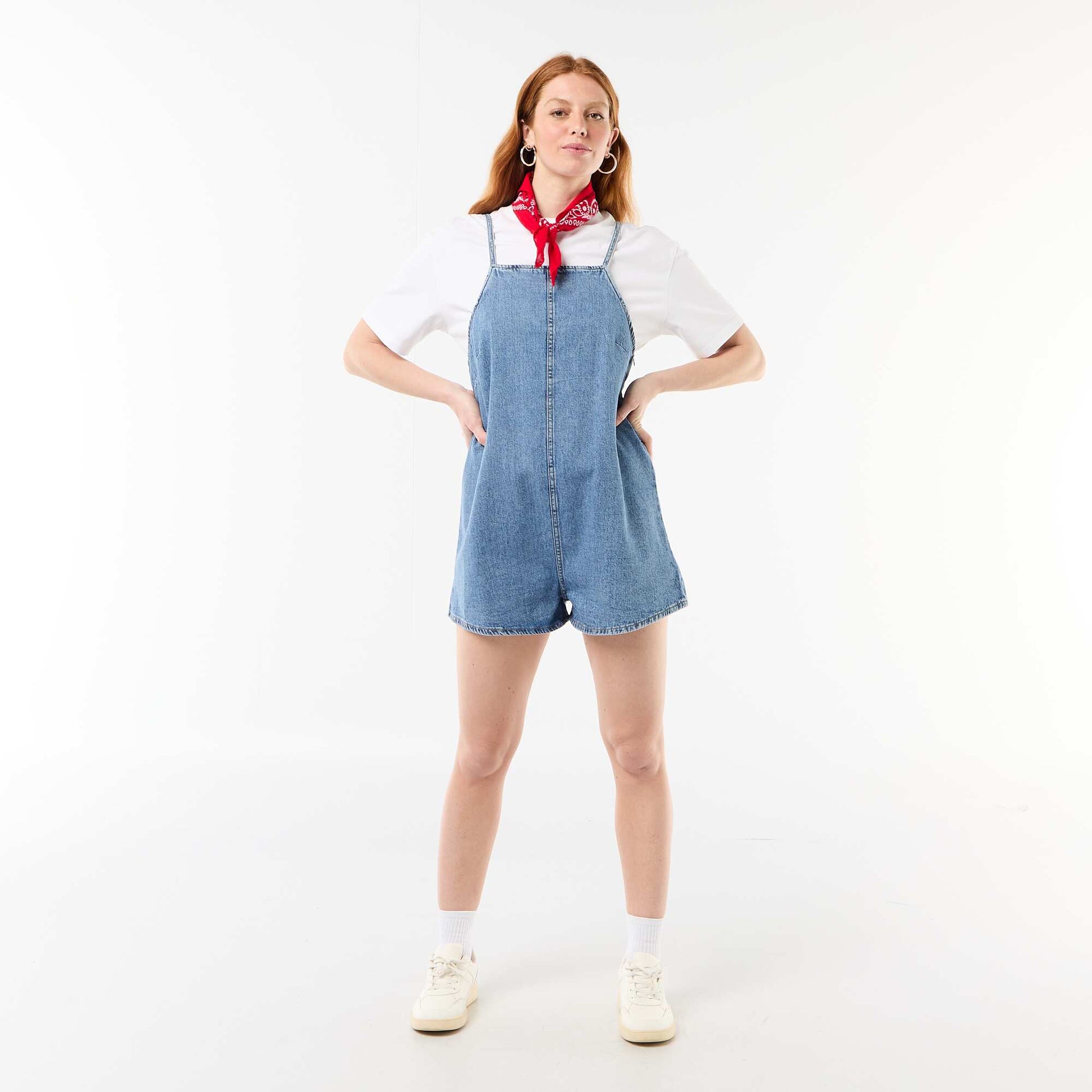 Combishort forme salopette BLEU
