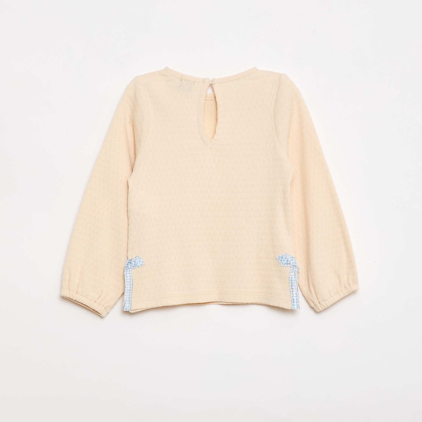 T-shirt en maille rib avec nœuds fantaisie BEIGE