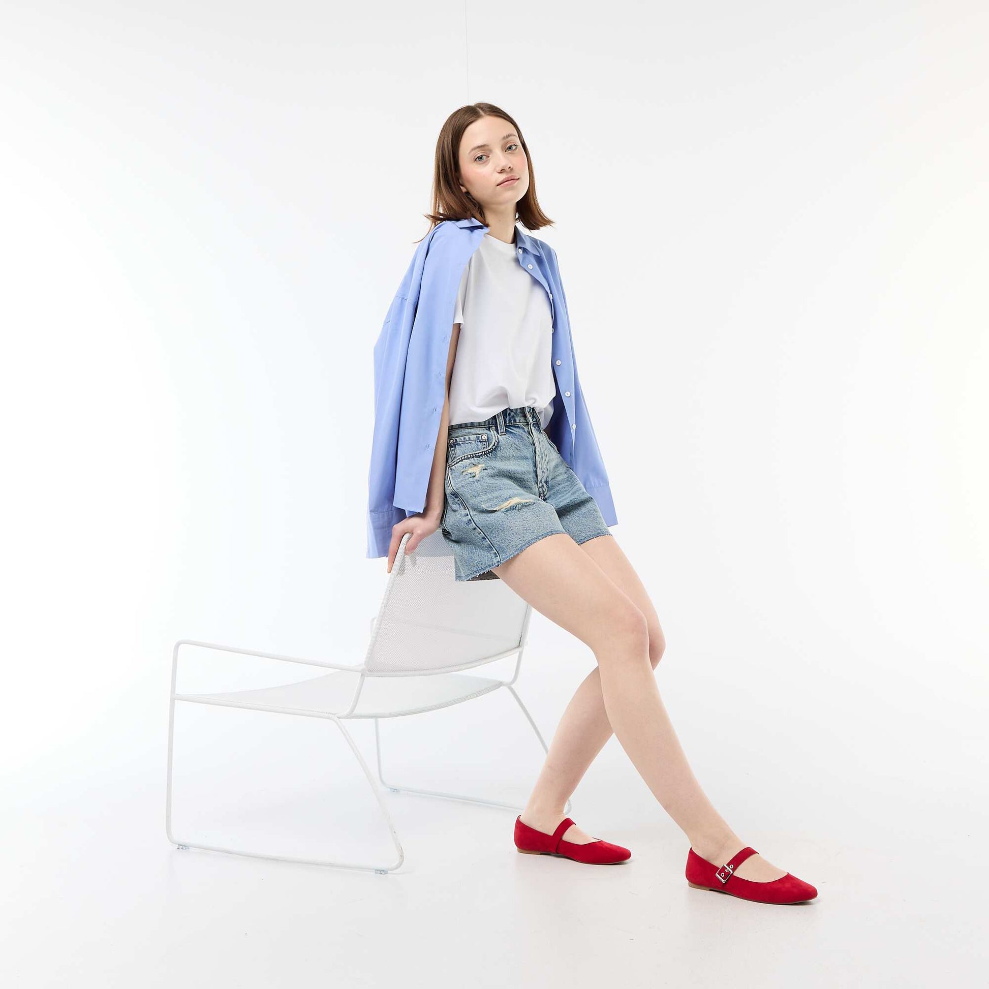Short denim effet destroy BLEU
