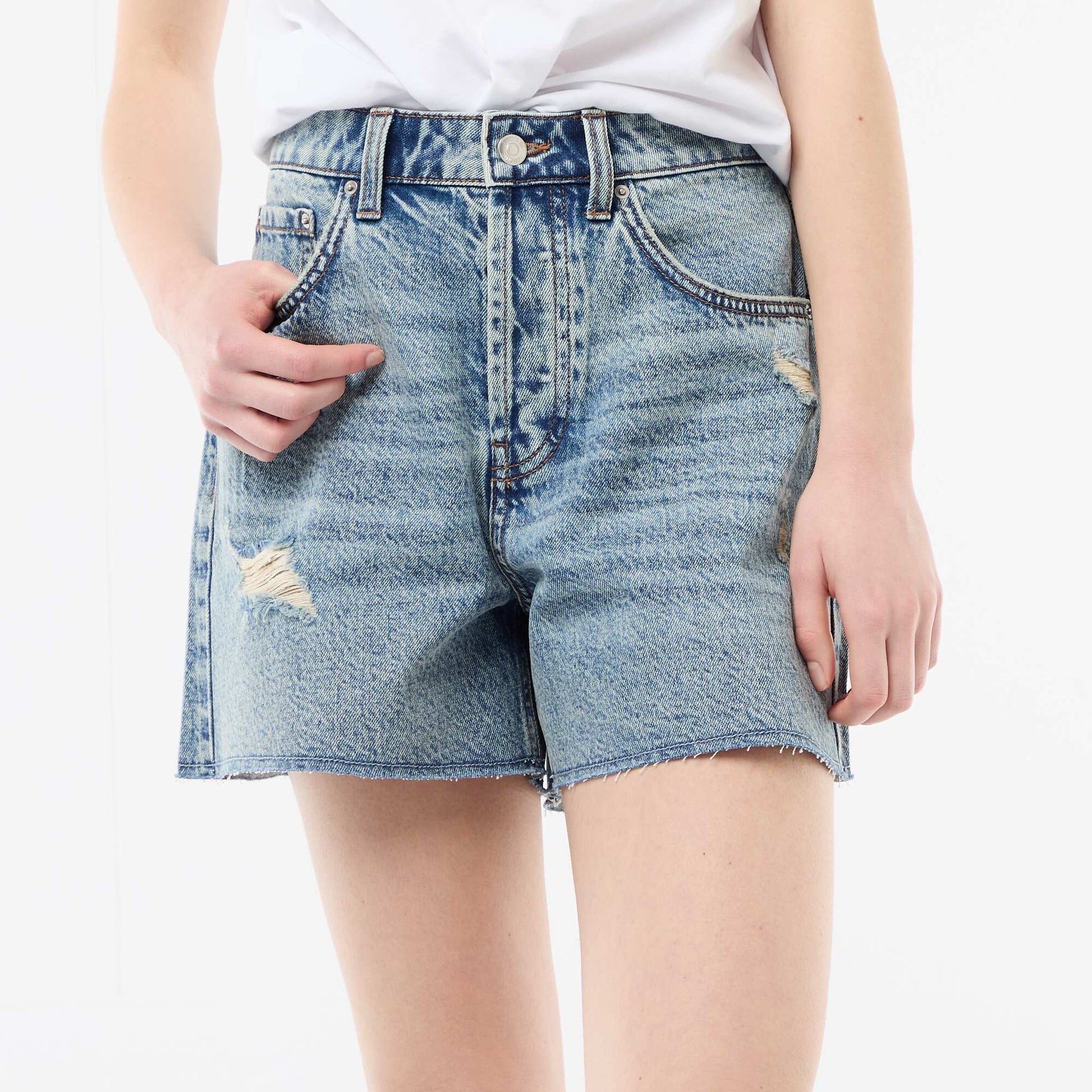 Short denim effet destroy BLEU