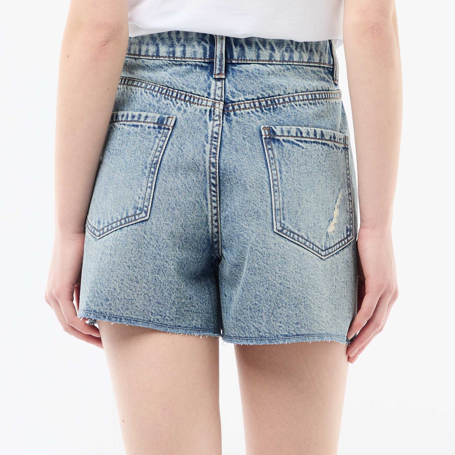 Short denim effet destroy BLEU