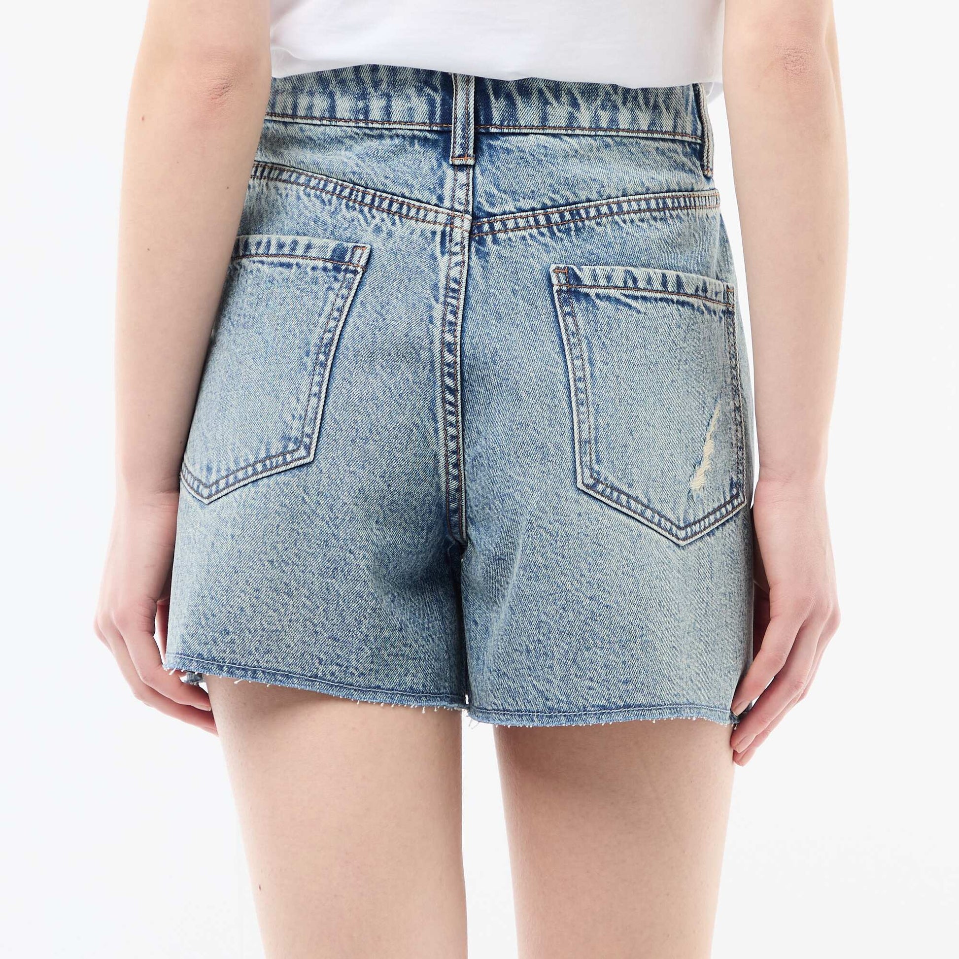 Short denim effet destroy BLEU