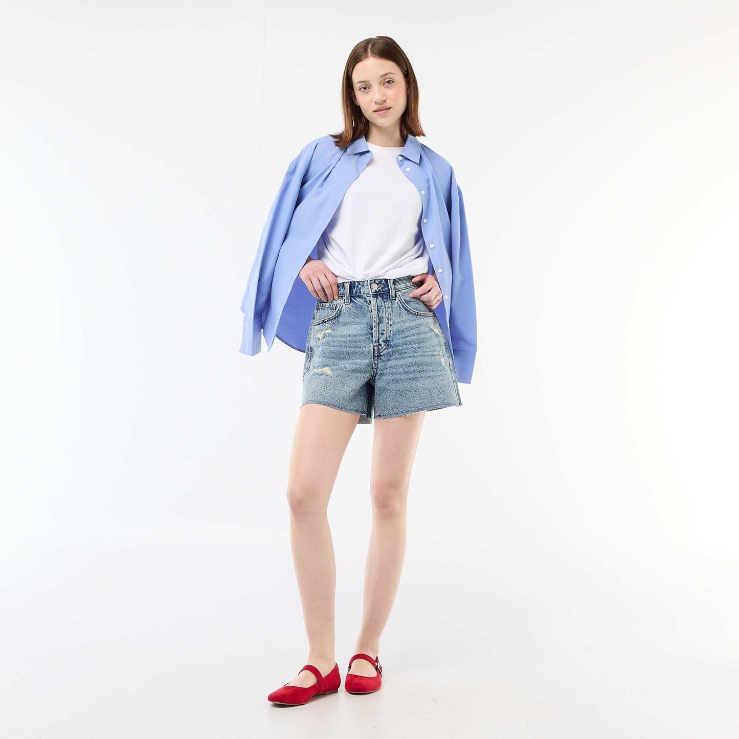 Short denim effet destroy BLEU