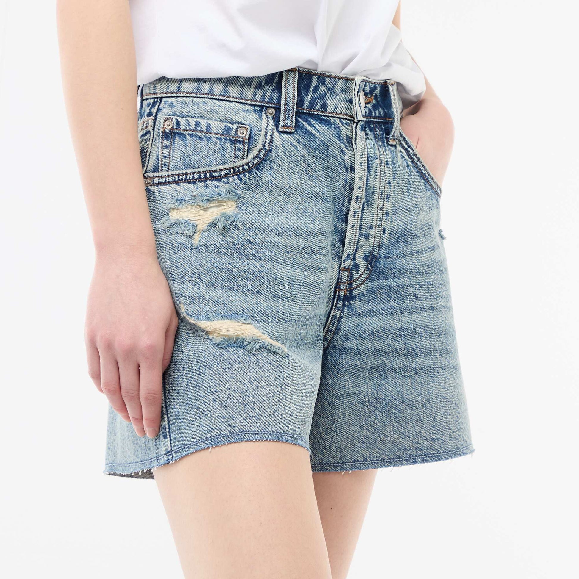 Short denim effet destroy BLEU