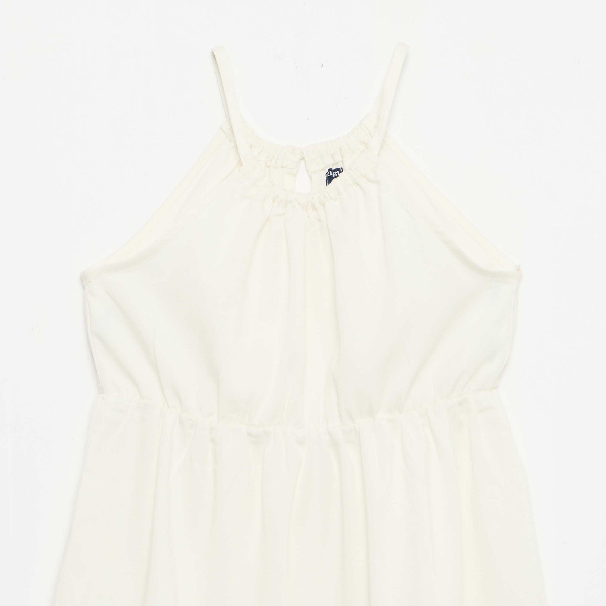 Robe unie à bretelles et volants BEIGE