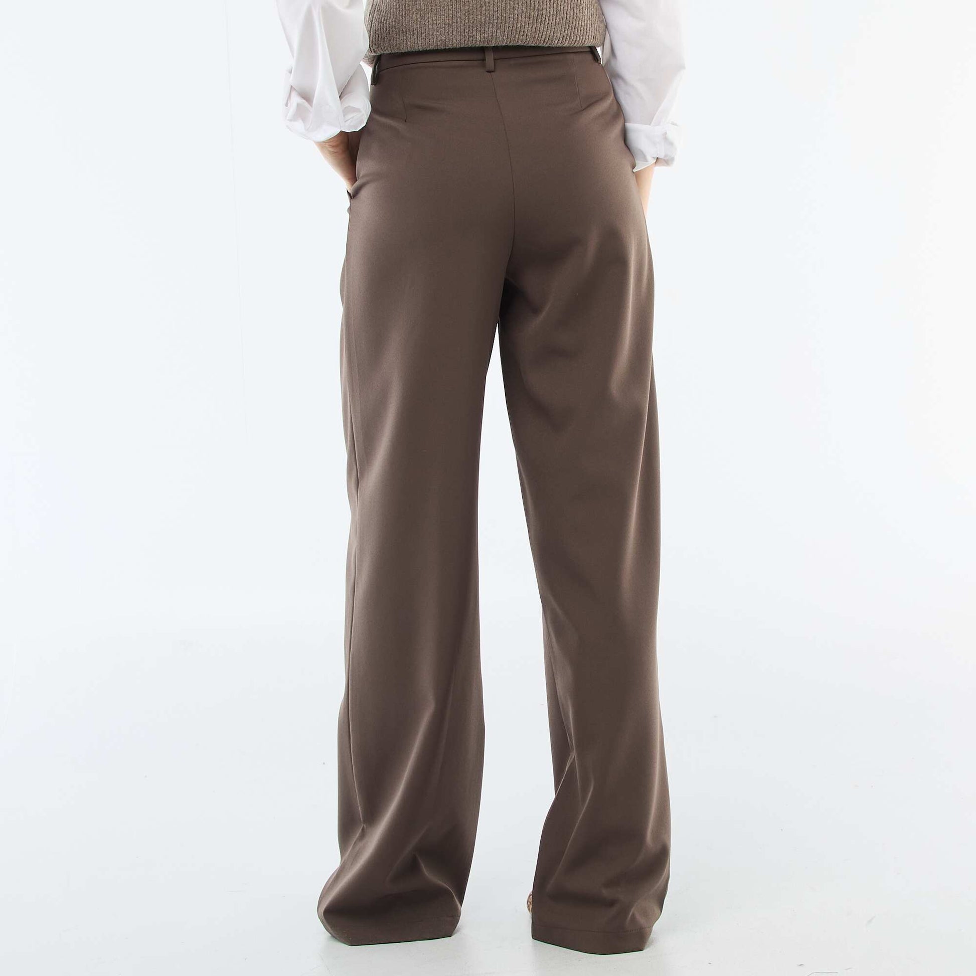 Pantalon large ouverture asymétrique MARRON
