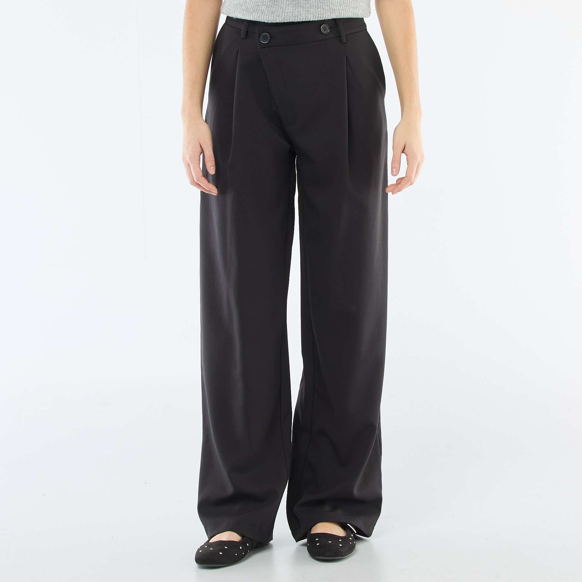 Pantalon large ouverture asymétrique NOIR