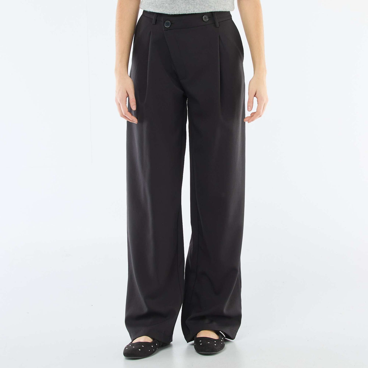 Pantalon large ouverture asymétrique NOIR