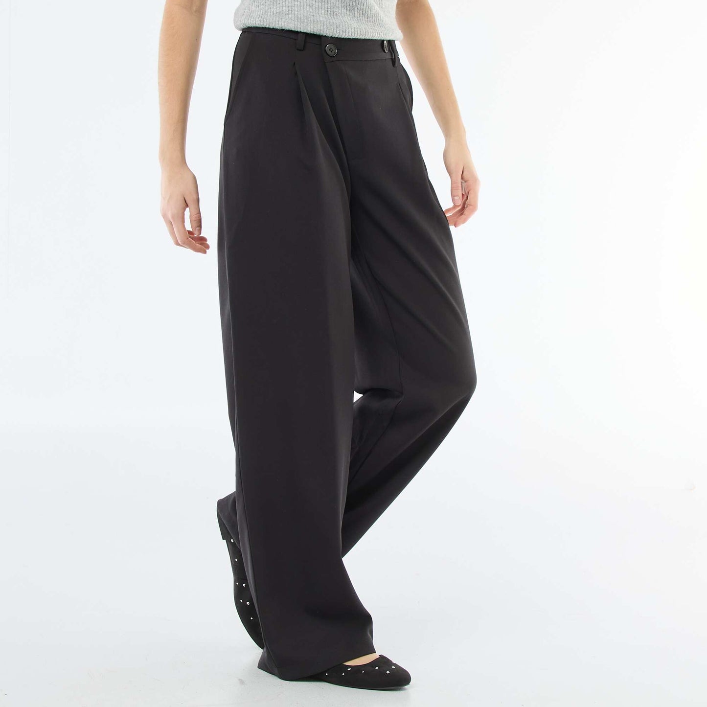 Pantalon large ouverture asymétrique NOIR