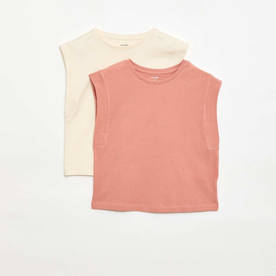 Lot de 2 débardeurs uni ROSE