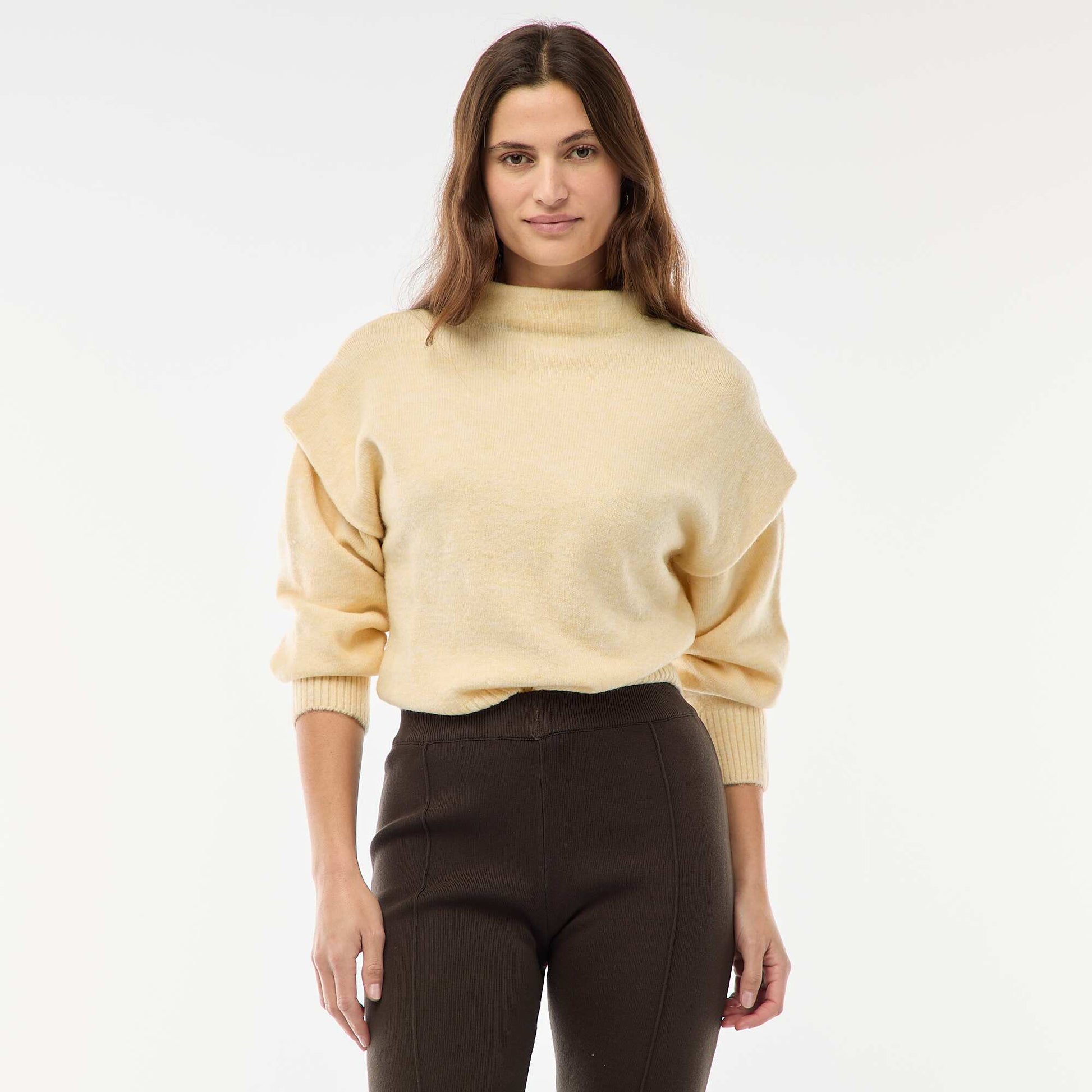 Pull chaud à col montant JAUNE