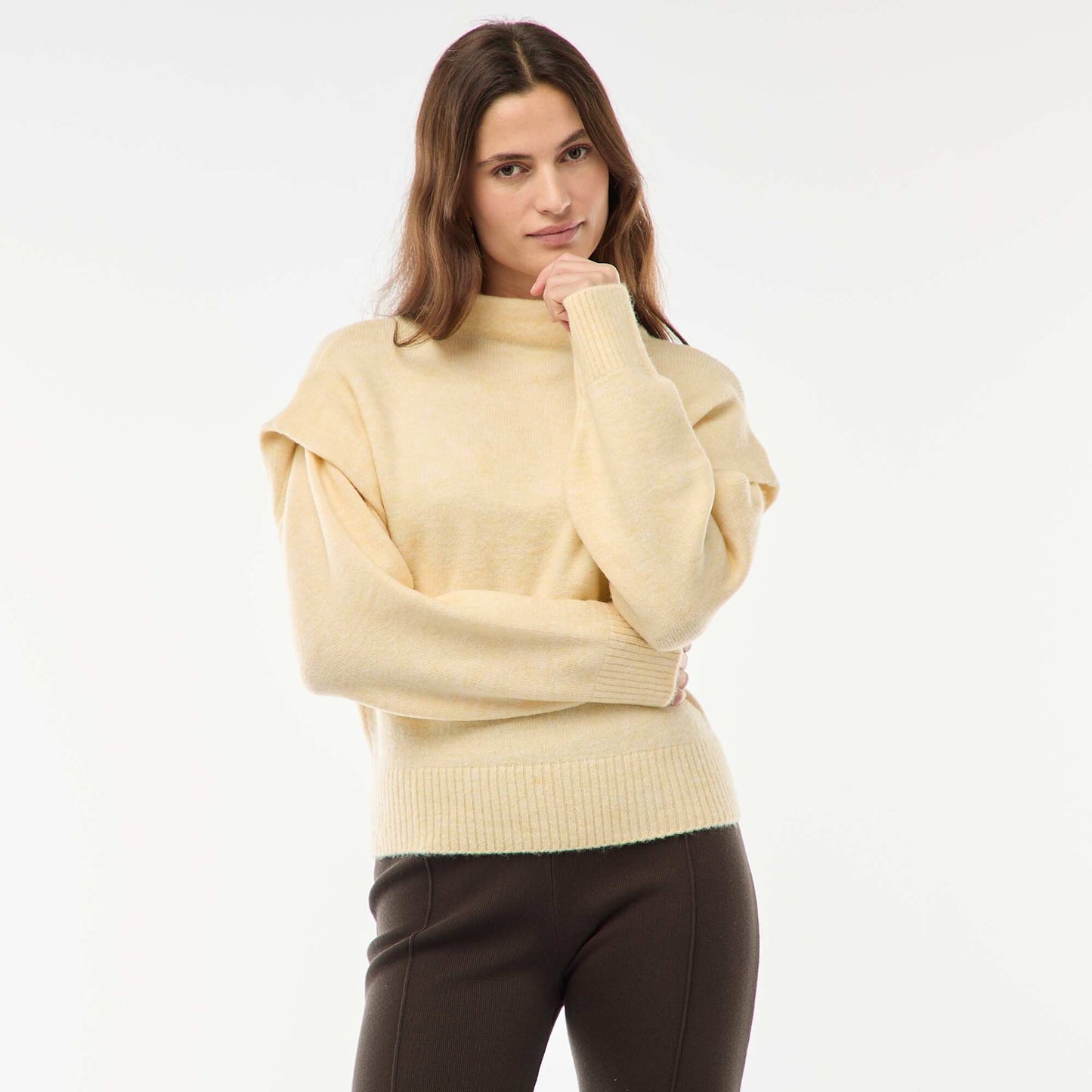 Pull chaud à col montant JAUNE
