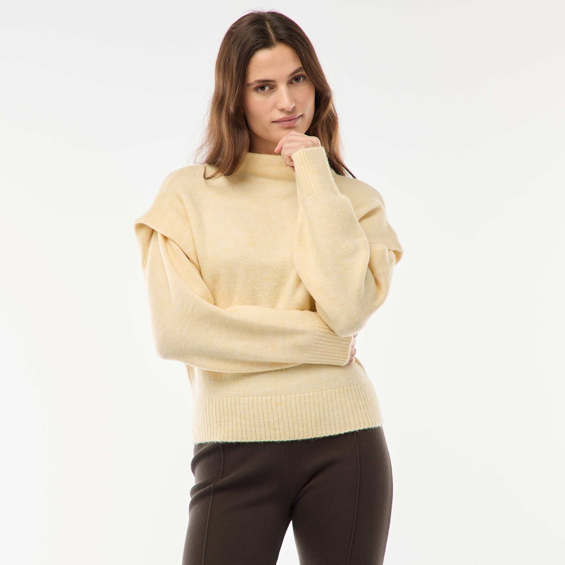 Pull chaud à col montant JAUNE