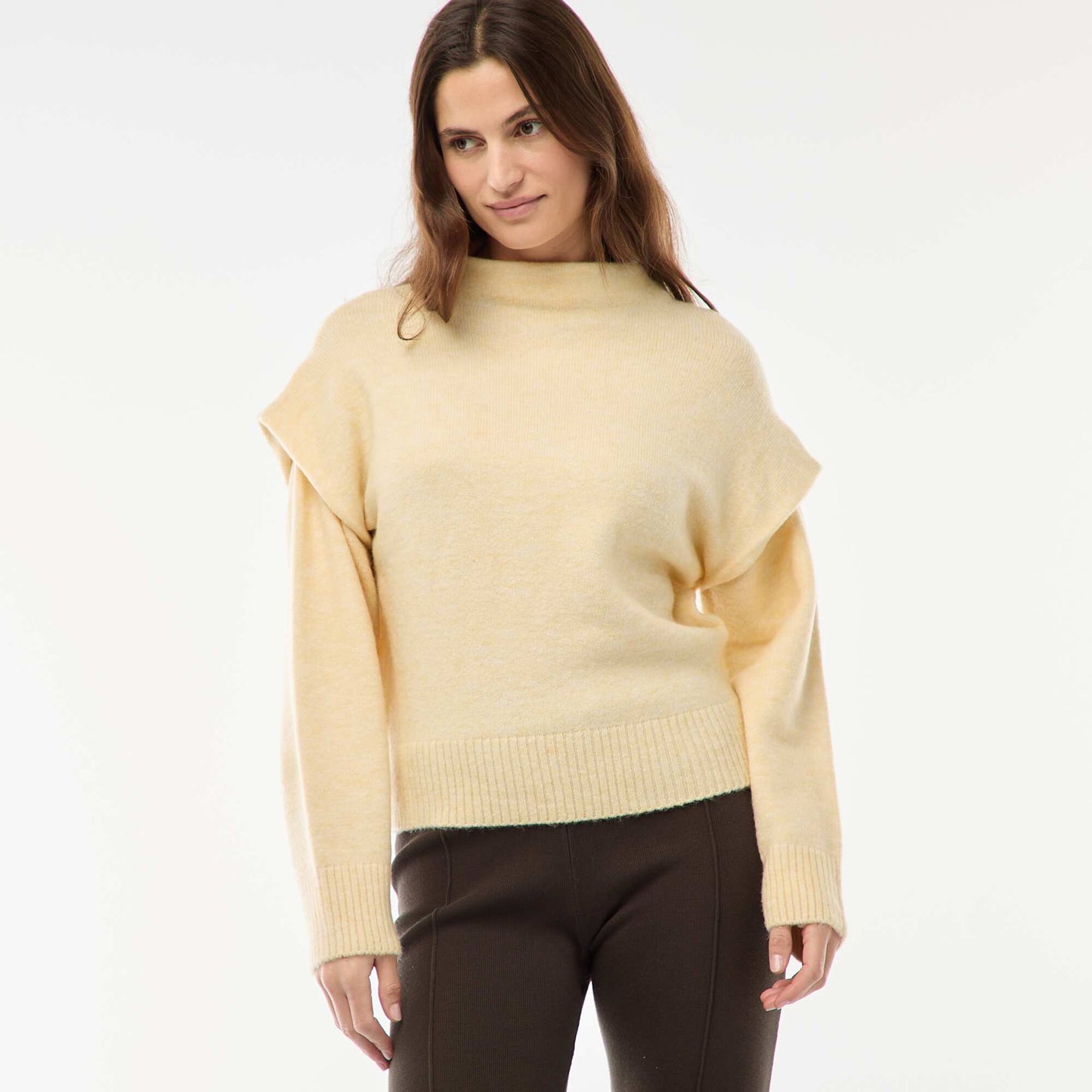 Pull chaud à col montant JAUNE