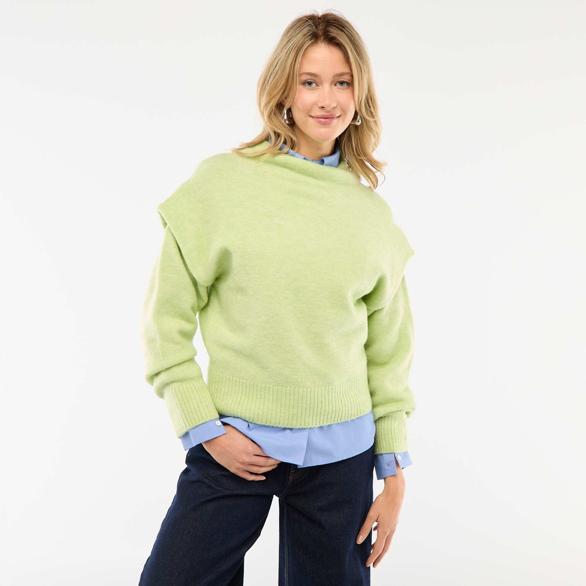 Pull chaud à col montant VERT