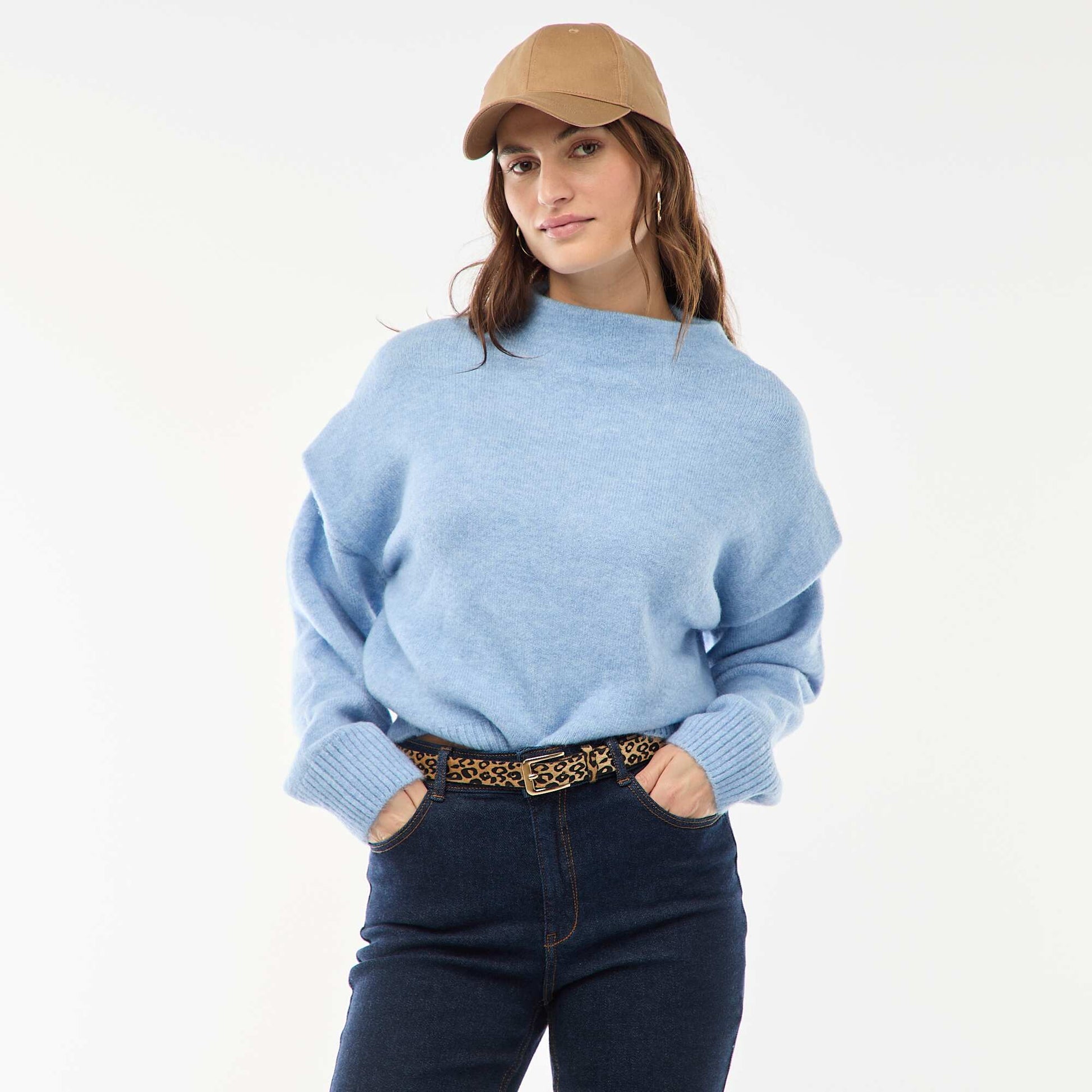 Pull chaud à col montant BLEU