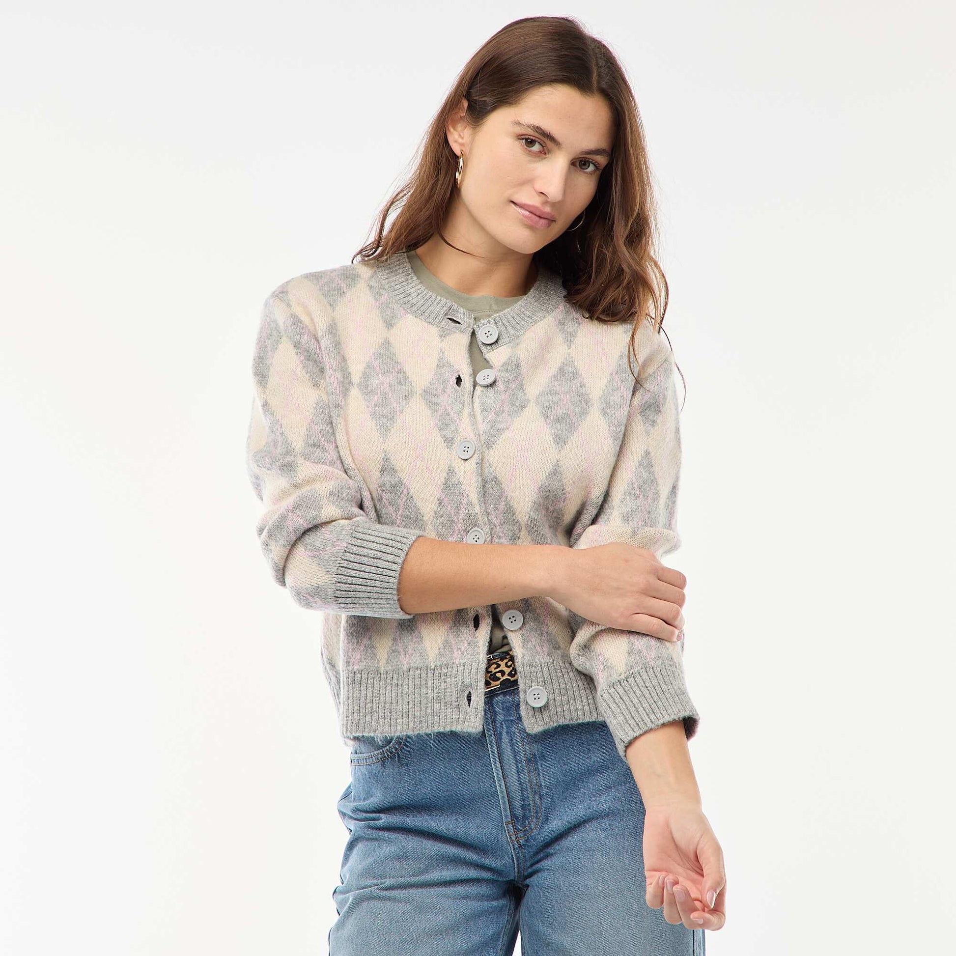 Gilet chaud imprimé losanges BLANC