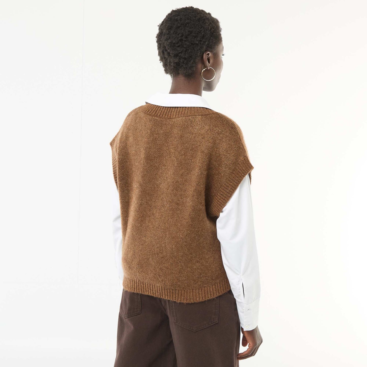 Pull sans manches à motifs losanges NOIR