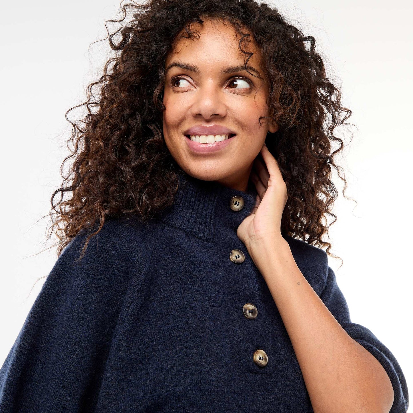 Cape pull à col montant BLEU