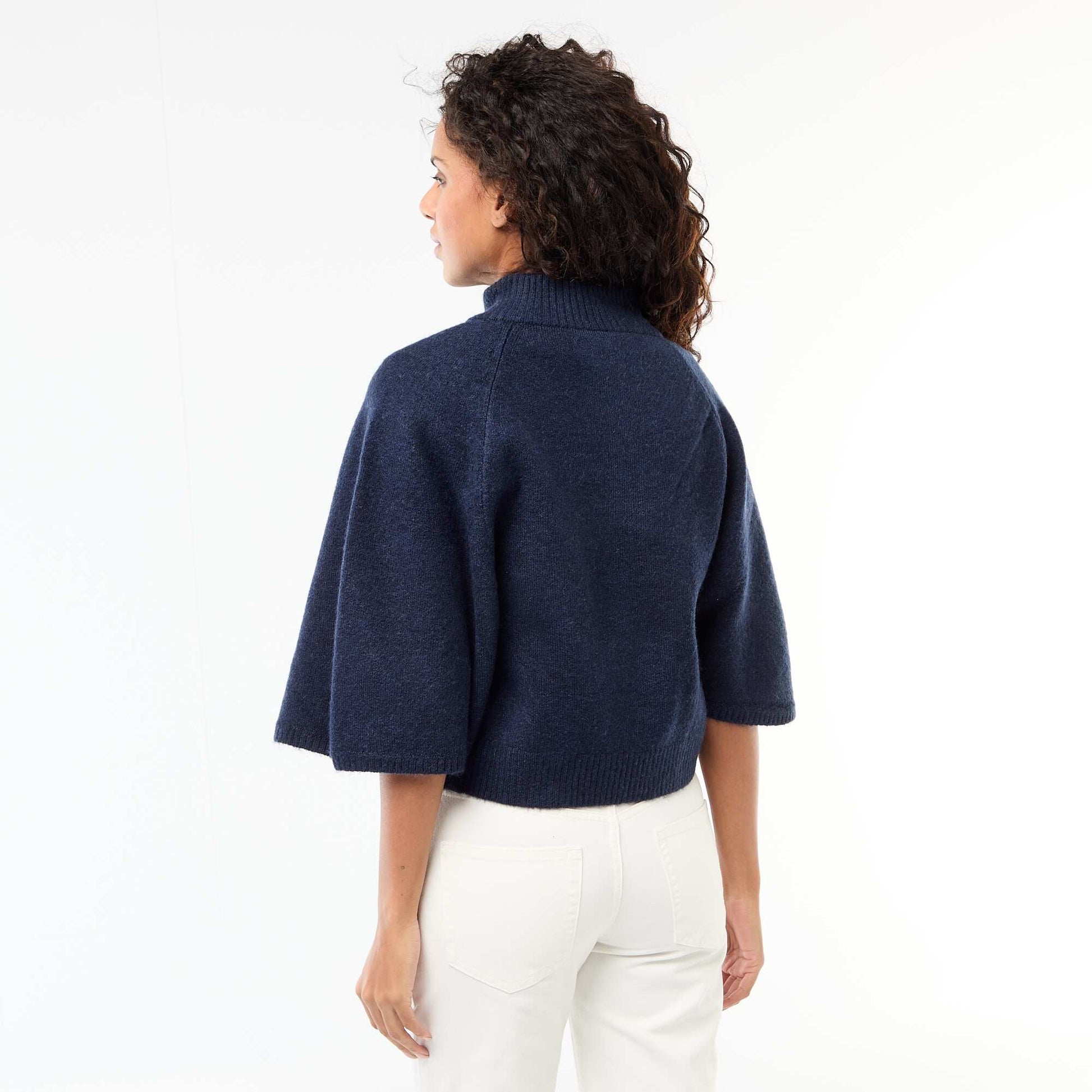 Cape pull à col montant BLEU