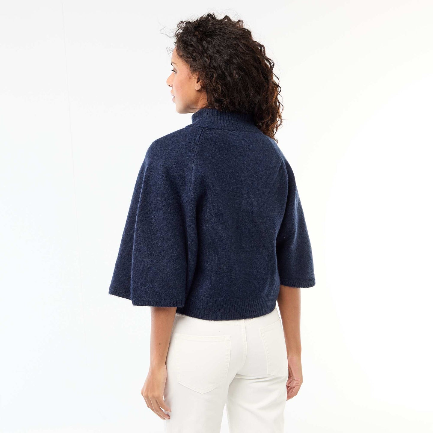 Cape pull à col montant BLEU