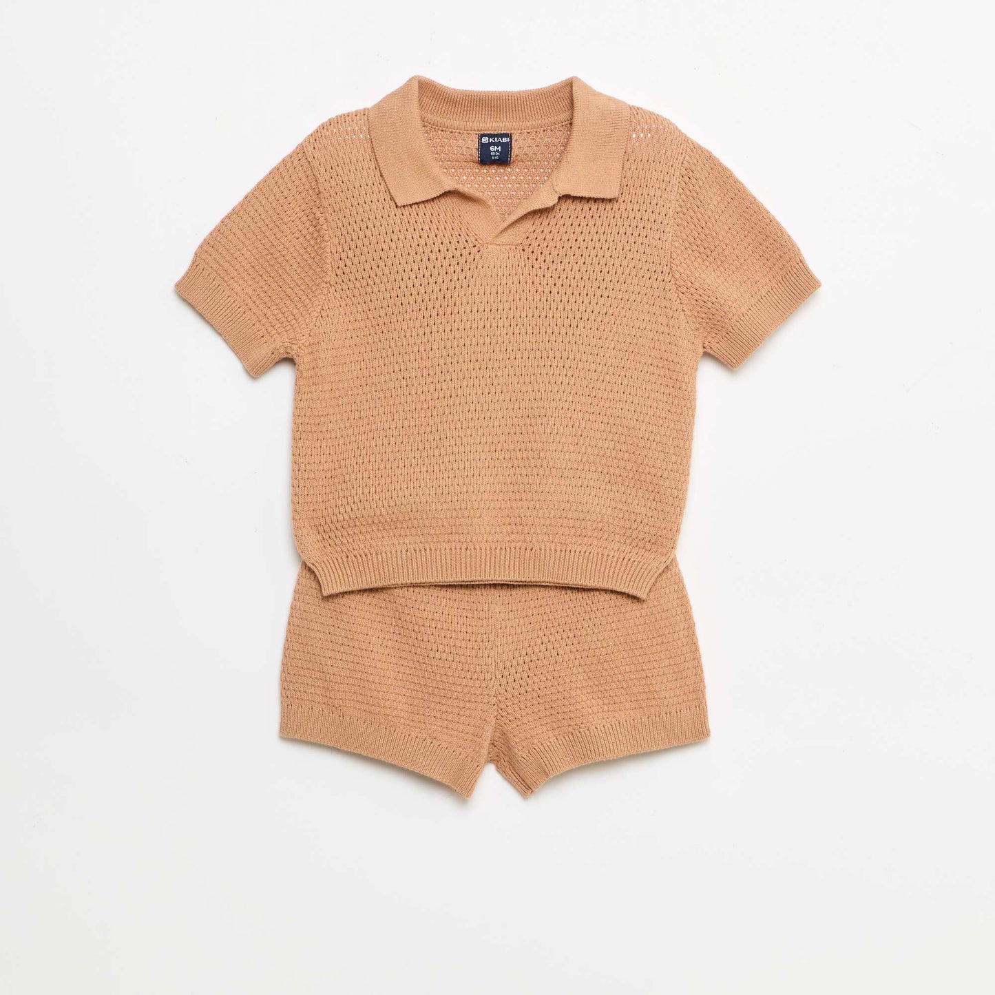 Ensemble 2 pièces en tricot - T-shirt polo + short MARRON