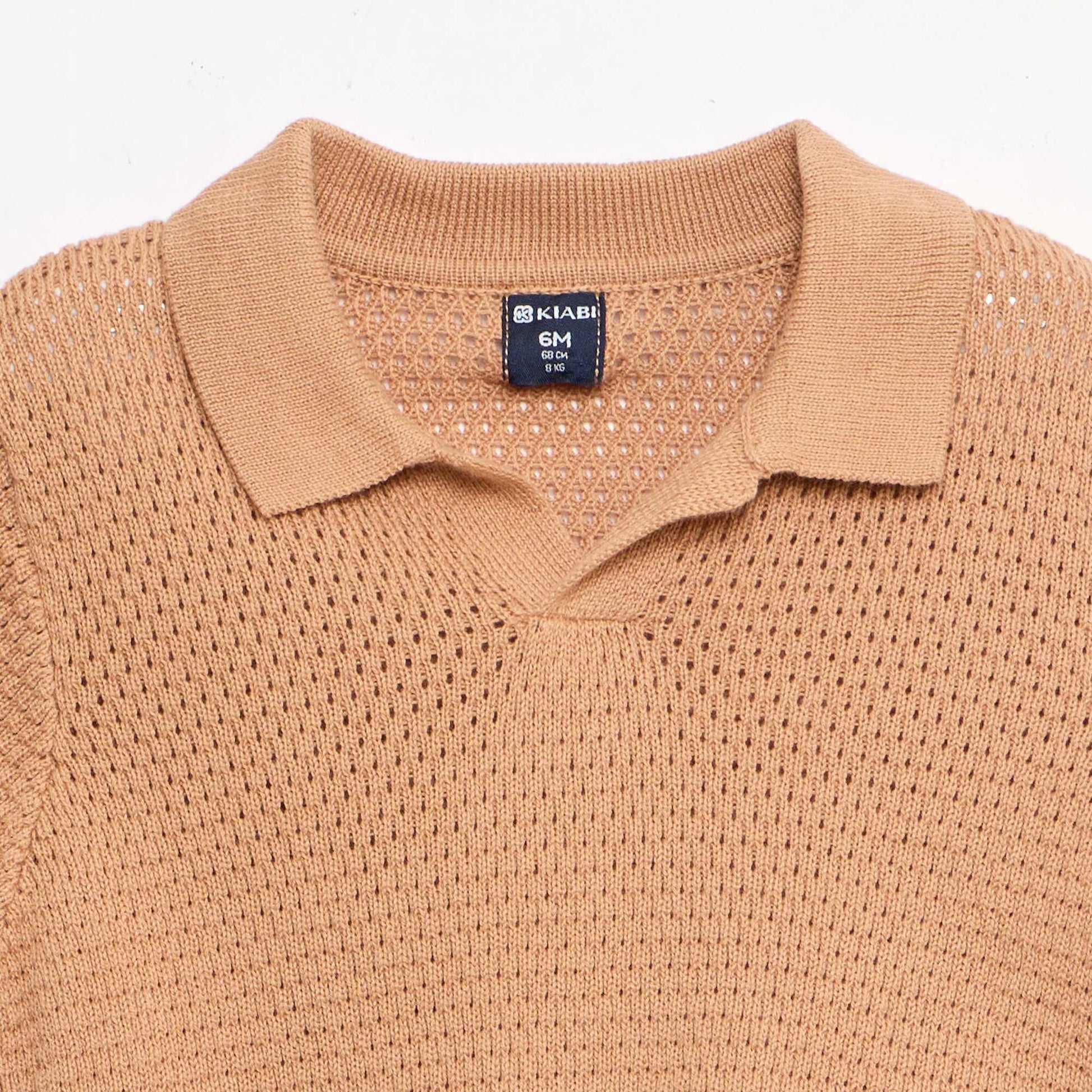 Ensemble 2 pièces en tricot - T-shirt polo + short MARRON