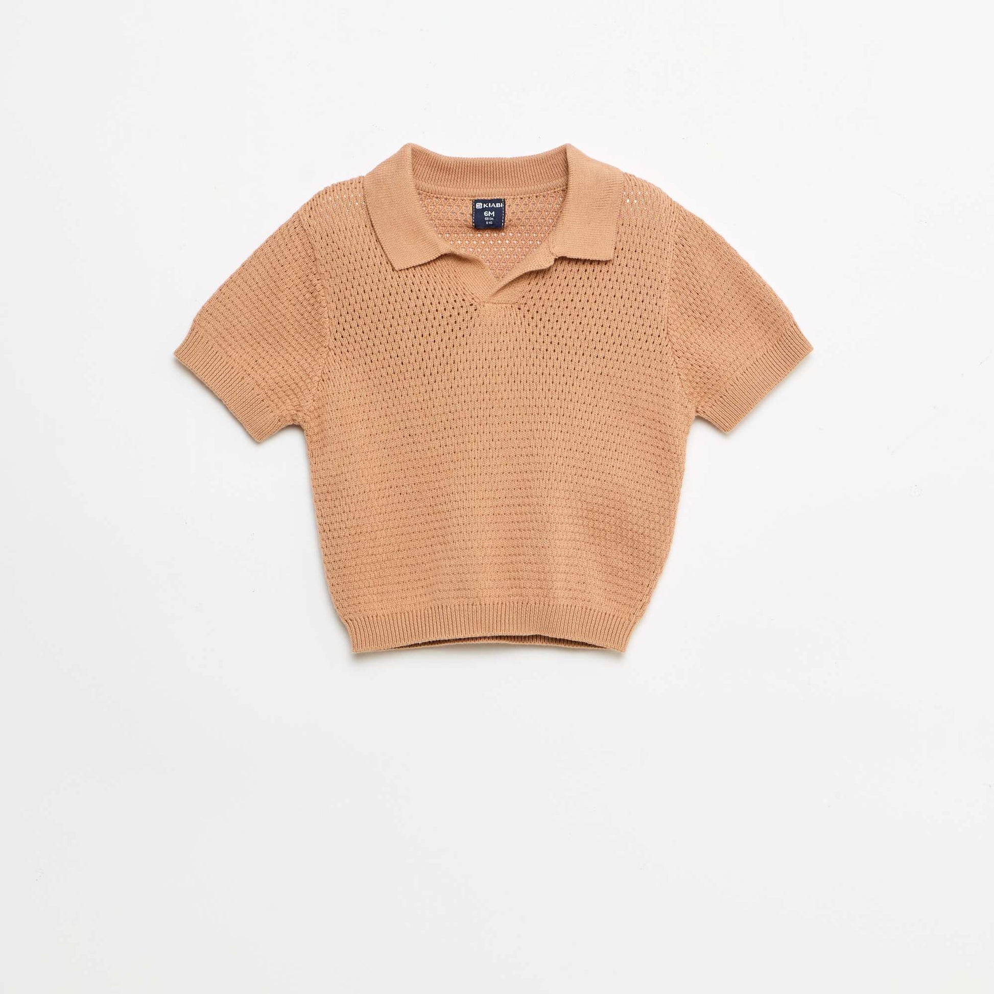 Ensemble 2 pièces en tricot - T-shirt polo + short MARRON