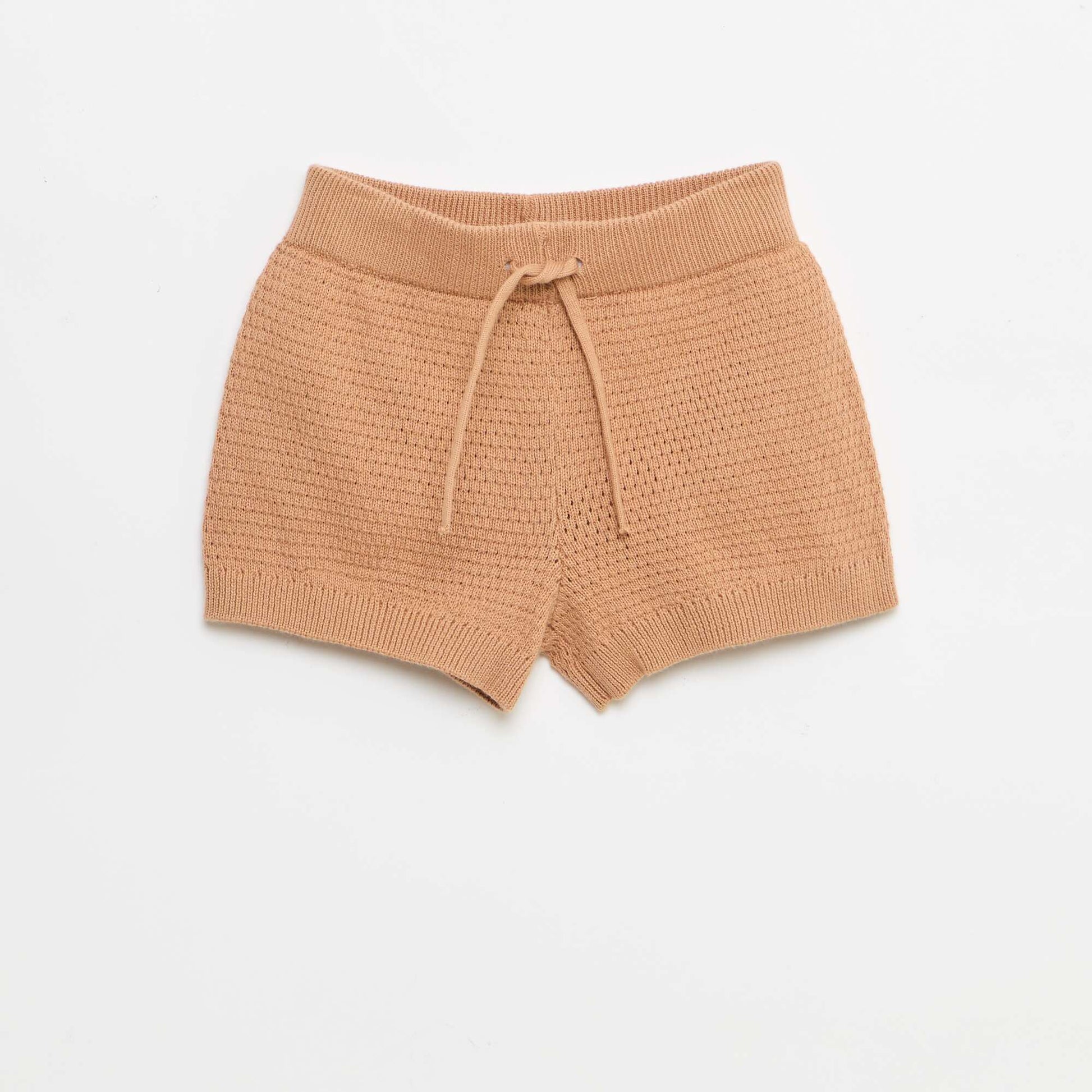 Ensemble 2 pièces en tricot - T-shirt polo + short MARRON