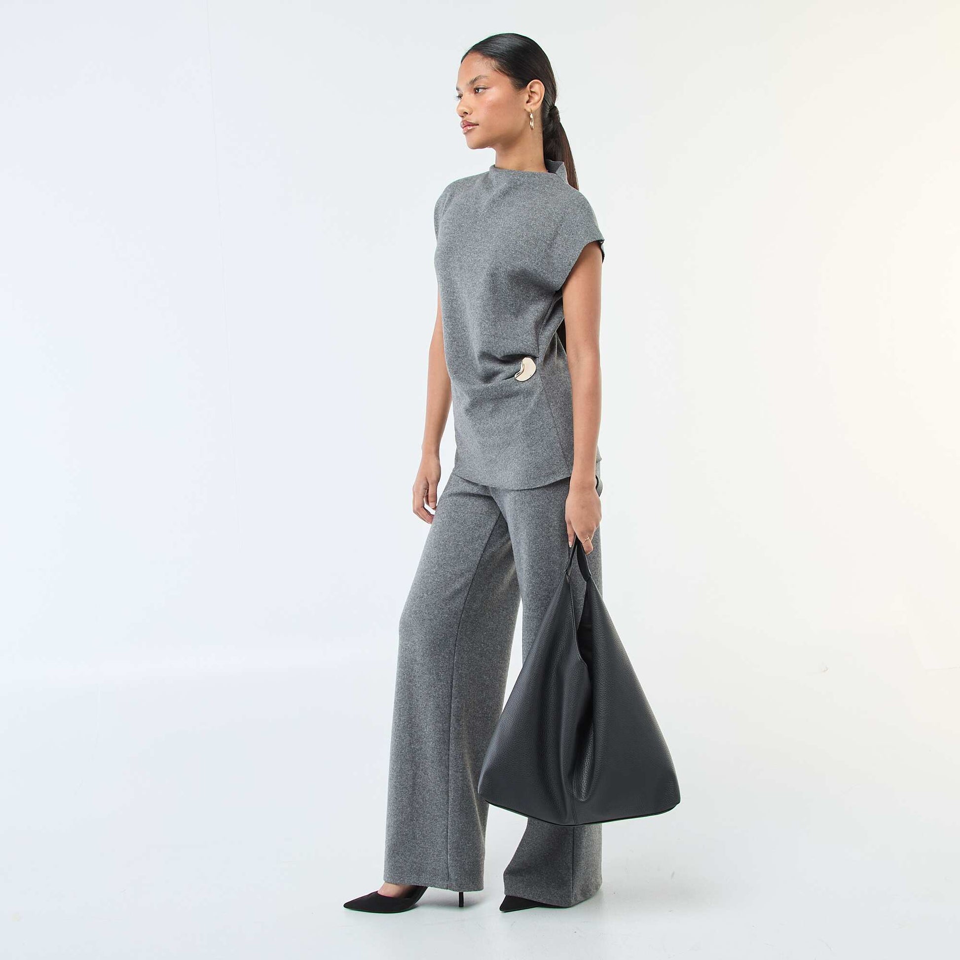 Pull sans manches avec col montant GRIS