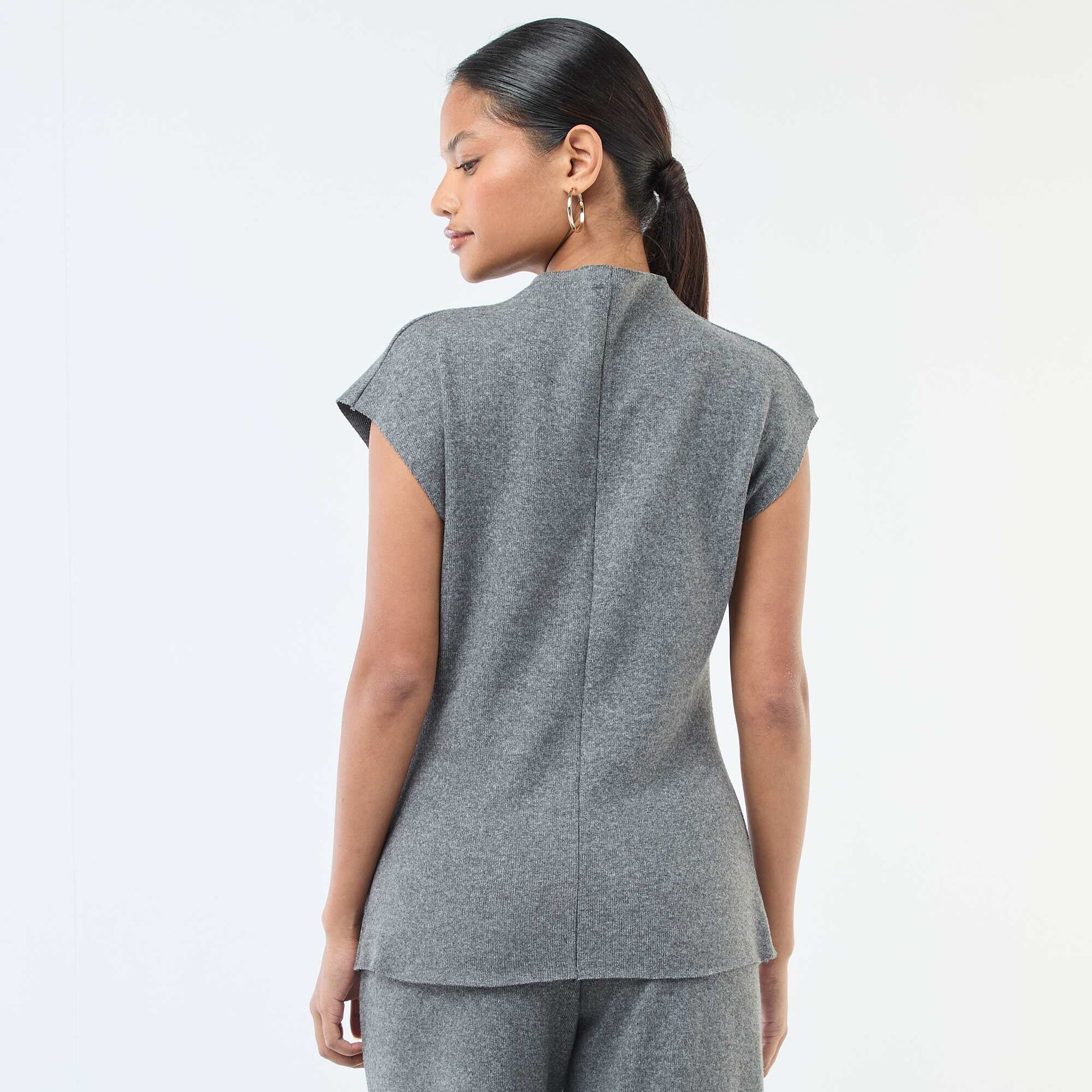 Pull sans manches avec col montant GRIS