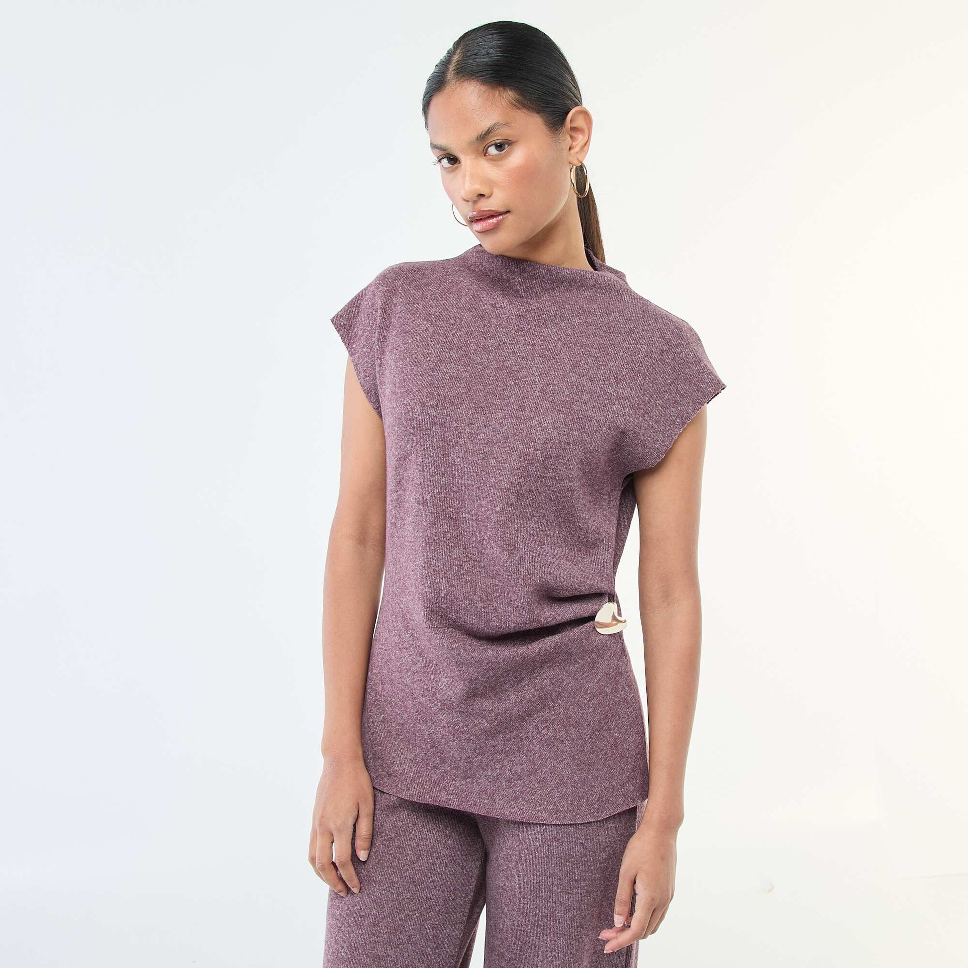 Pull sans manches avec col montant ROUGE