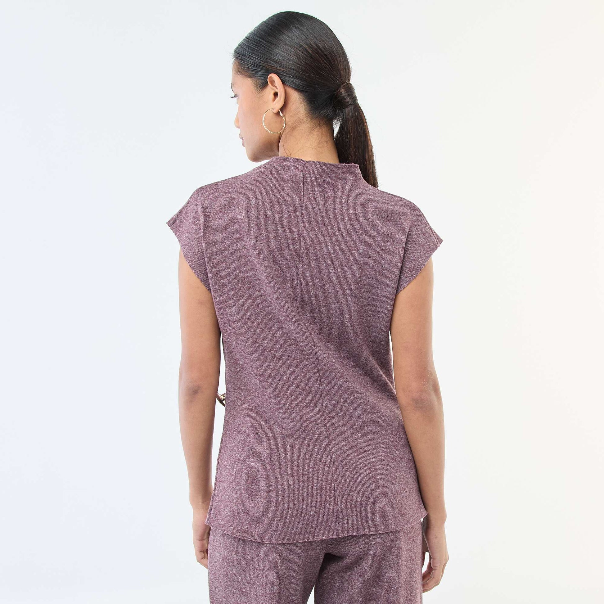 Pull sans manches avec col montant ROUGE