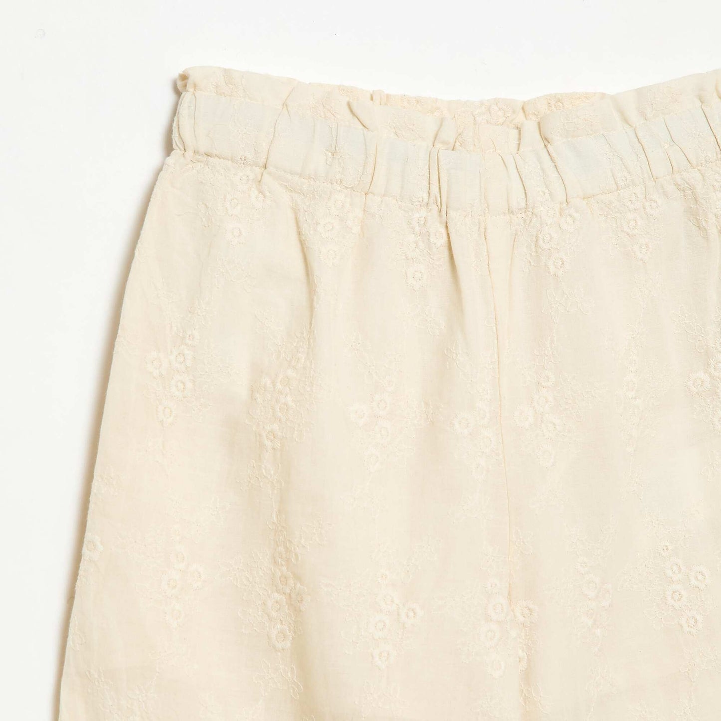 Pantalon en popeline avec broderies BLANC