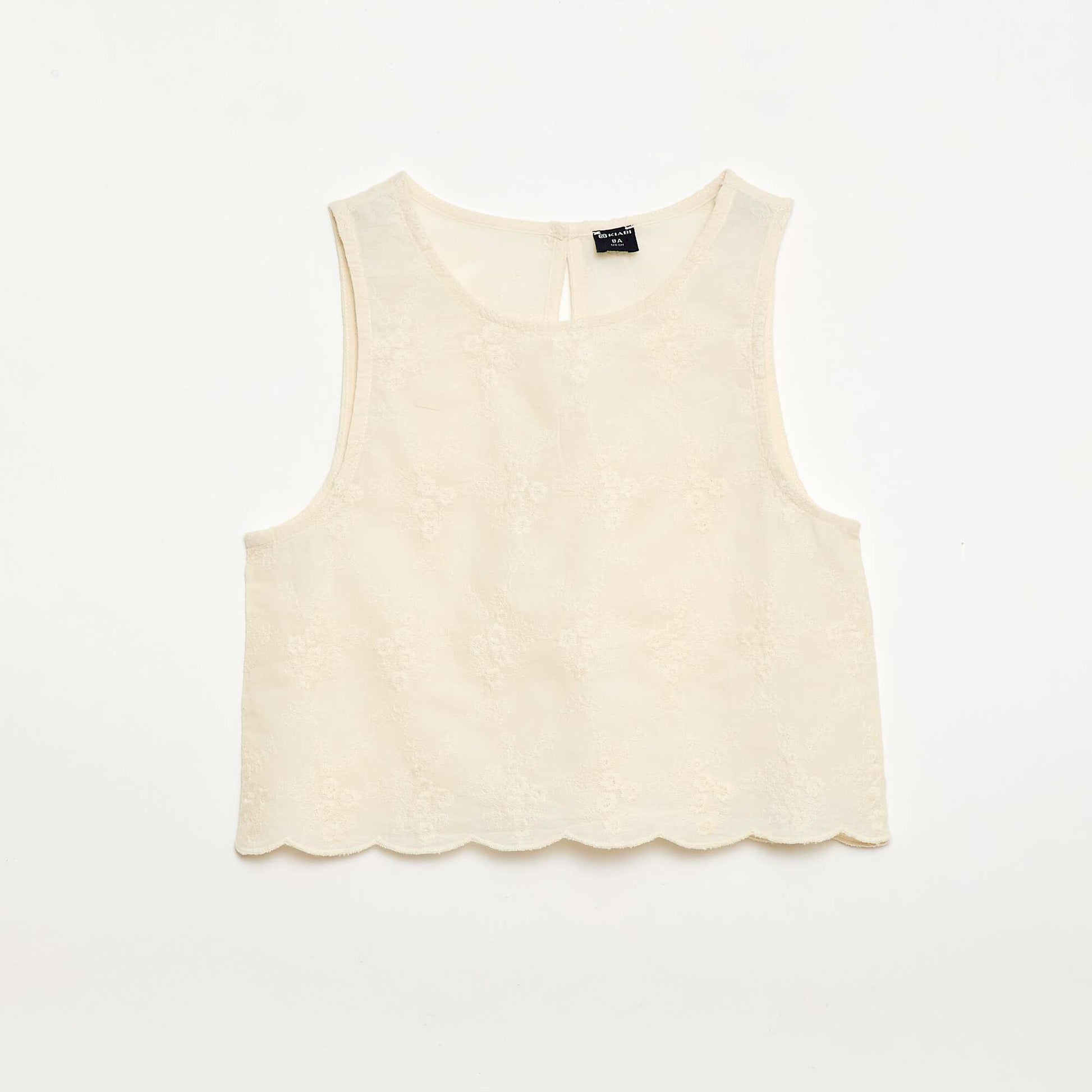 Top sans manches avec broderie all over BLANC