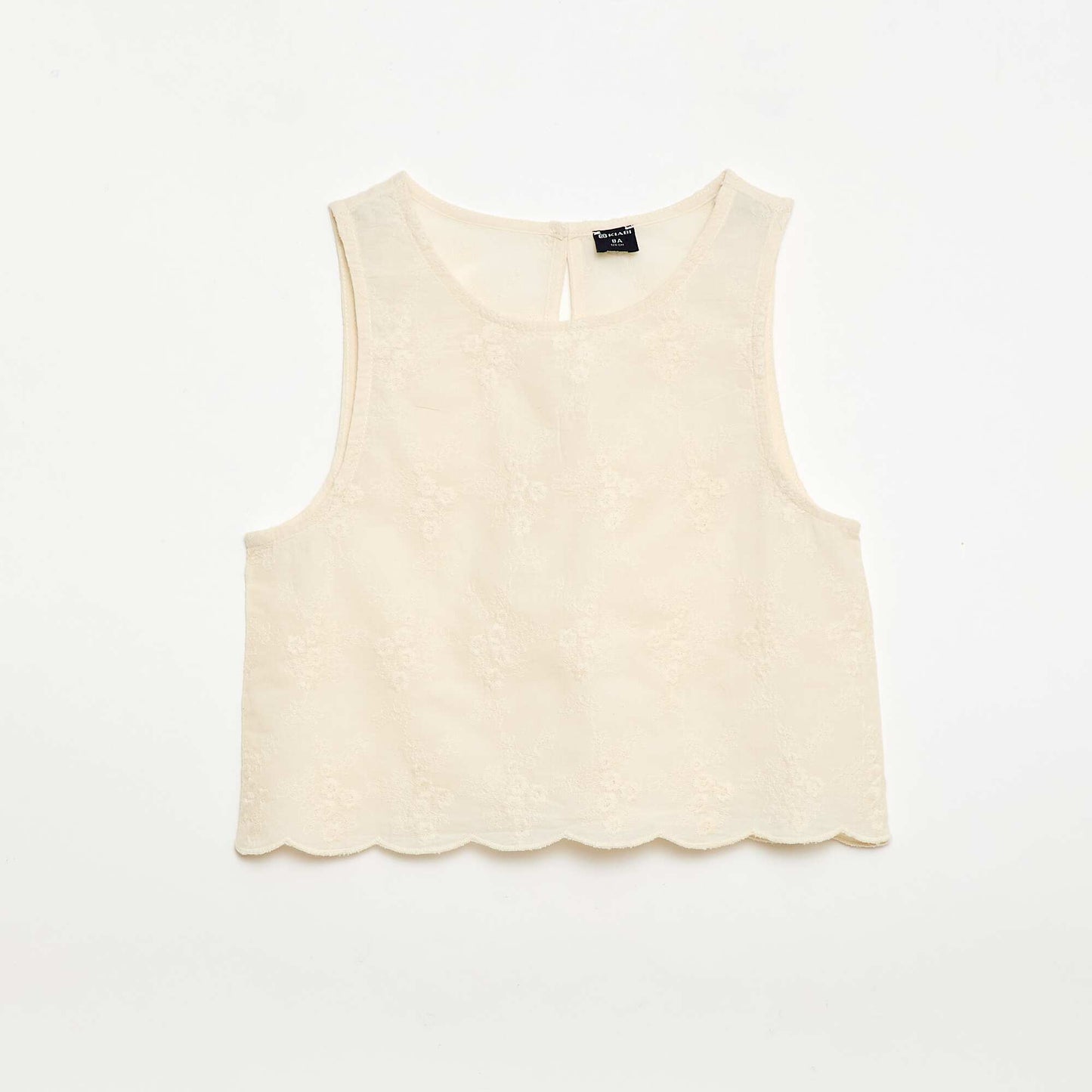 Top sans manches avec broderie all over BLANC