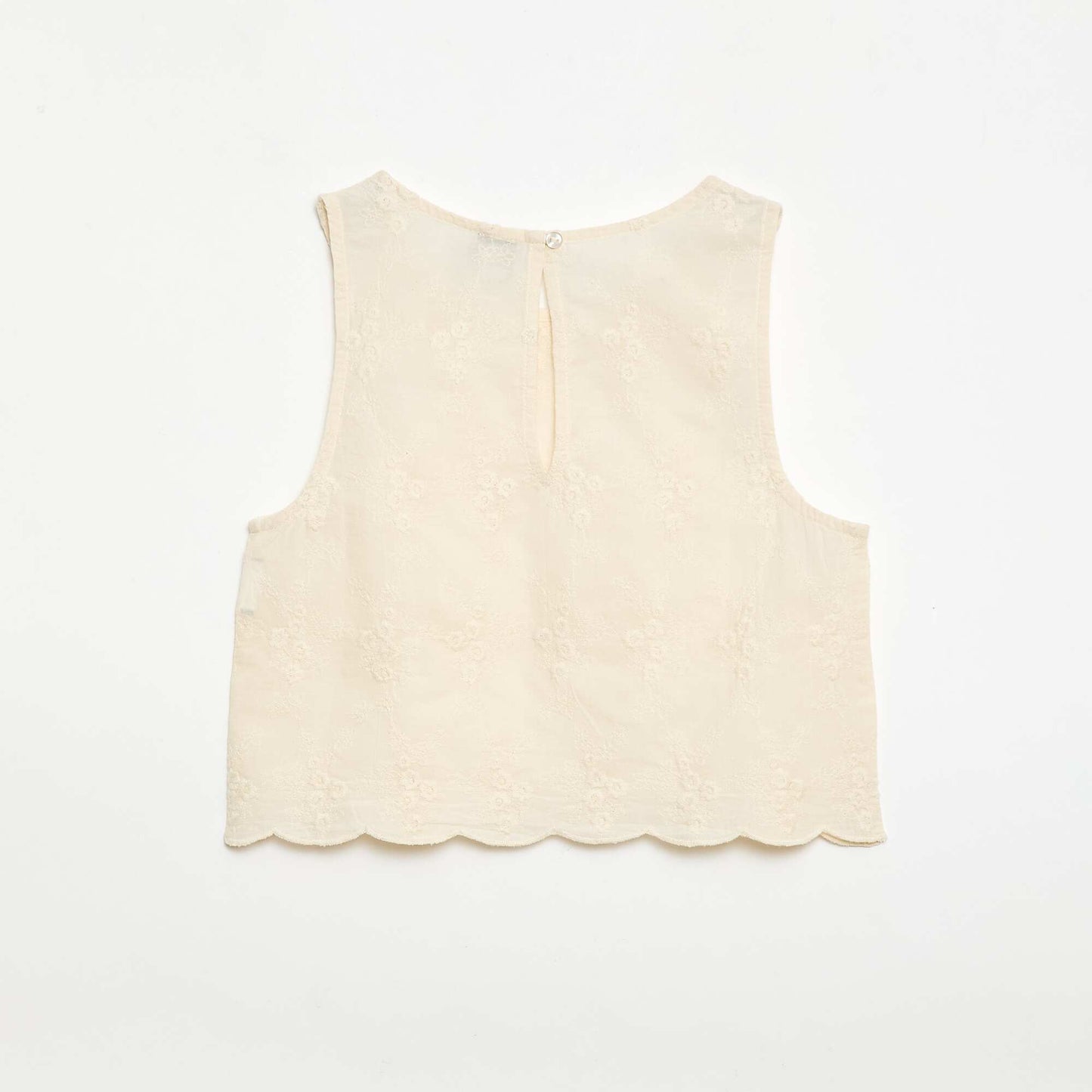 Top sans manches avec broderie all over BLANC