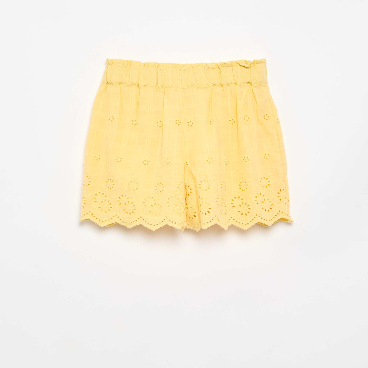 Short uni avec broderies anglaises JAUNE