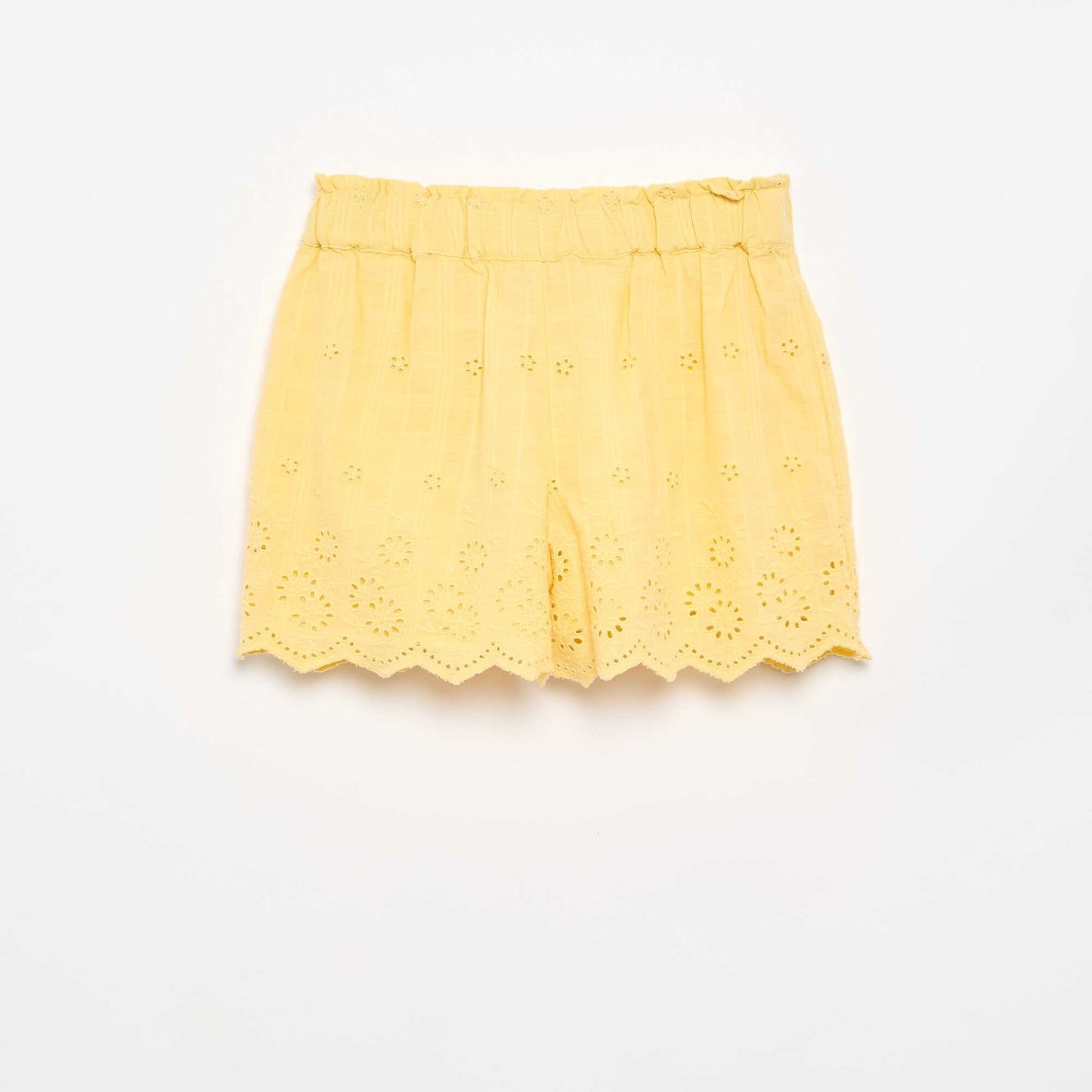 Short uni avec broderies anglaises JAUNE