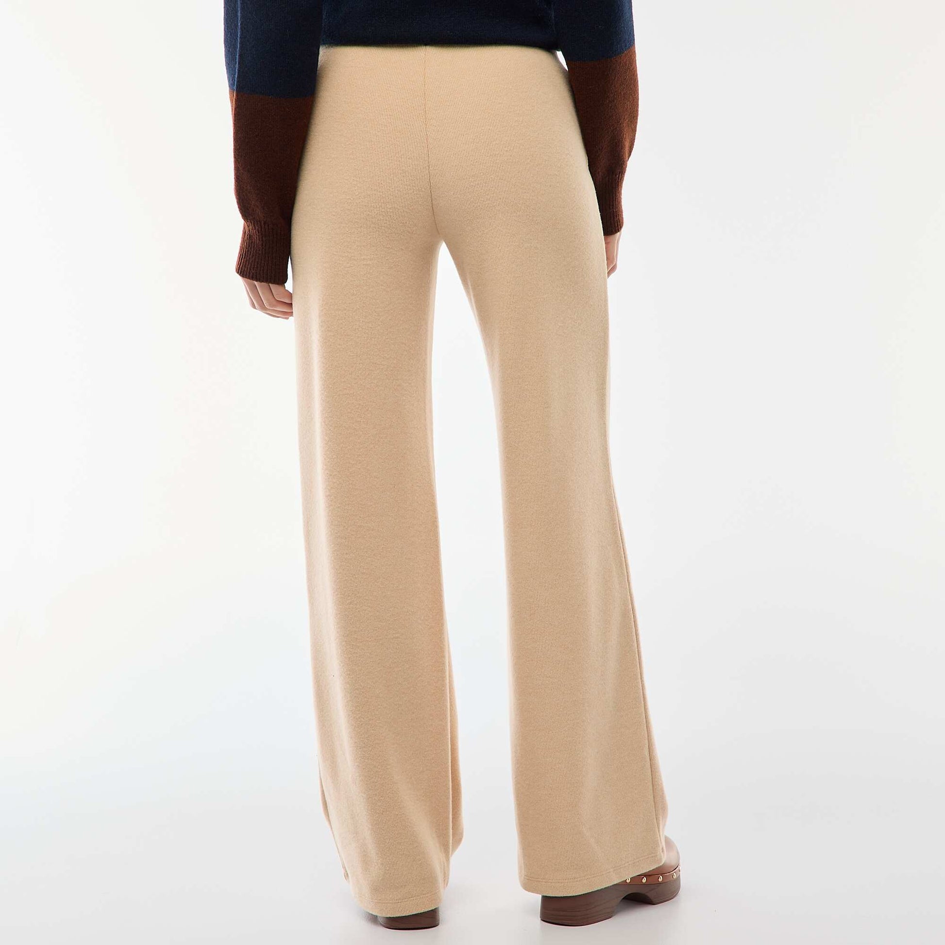 Pantalon wide leg en maille doudou BEIGE