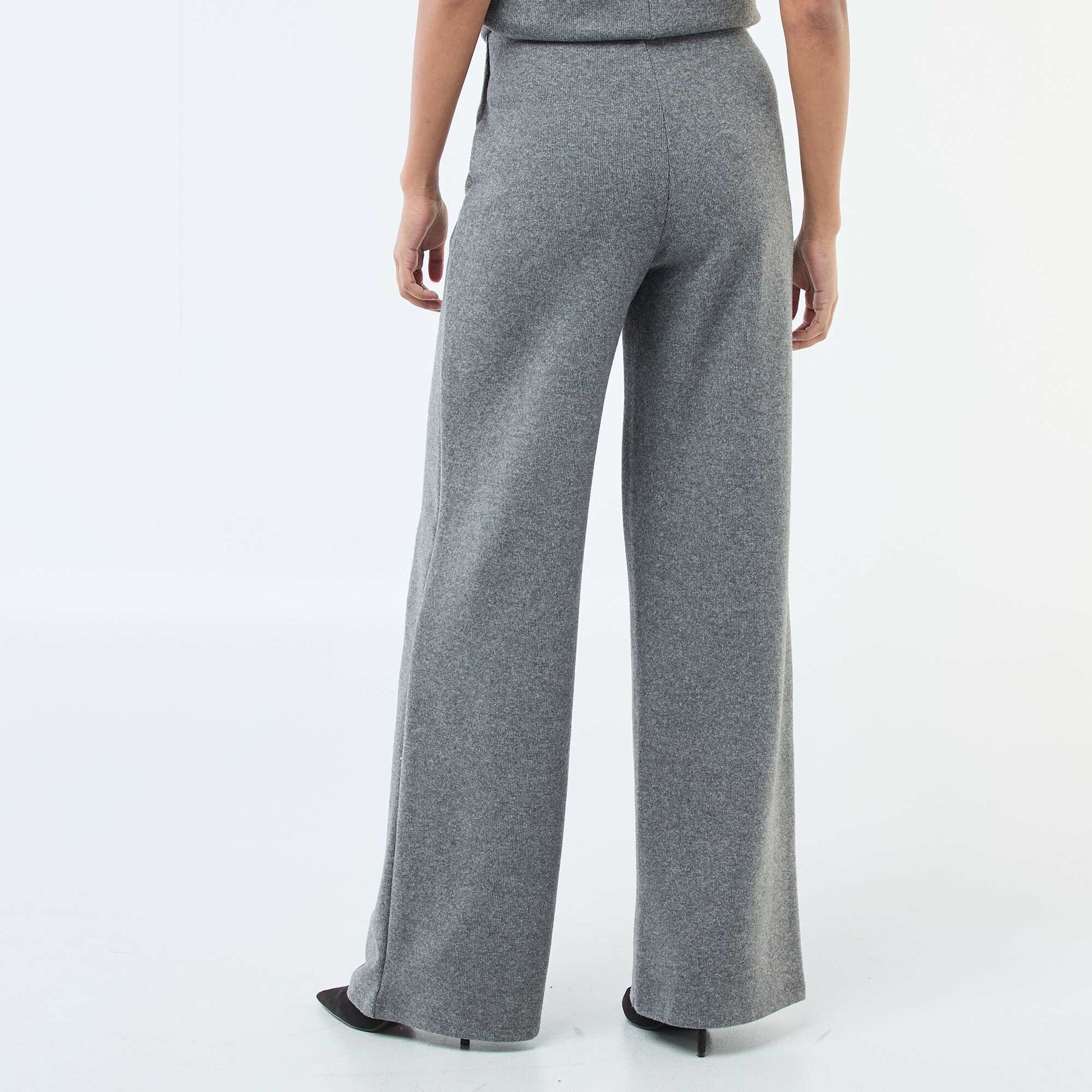 Pantalon wide leg en maille doudou GRIS
