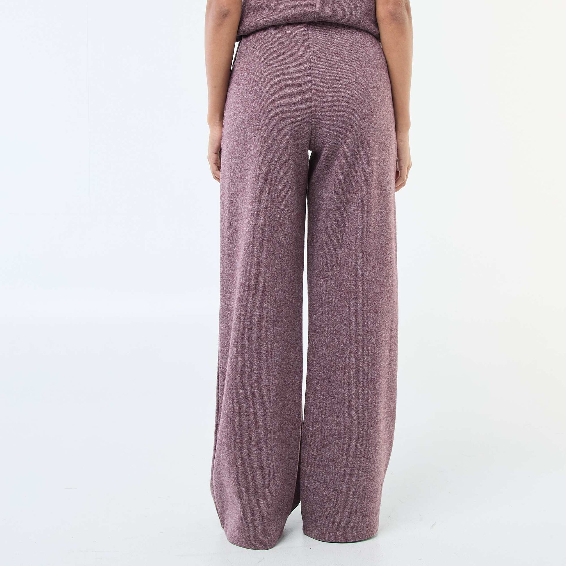 Pantalon wide leg en maille doudou ROUGE