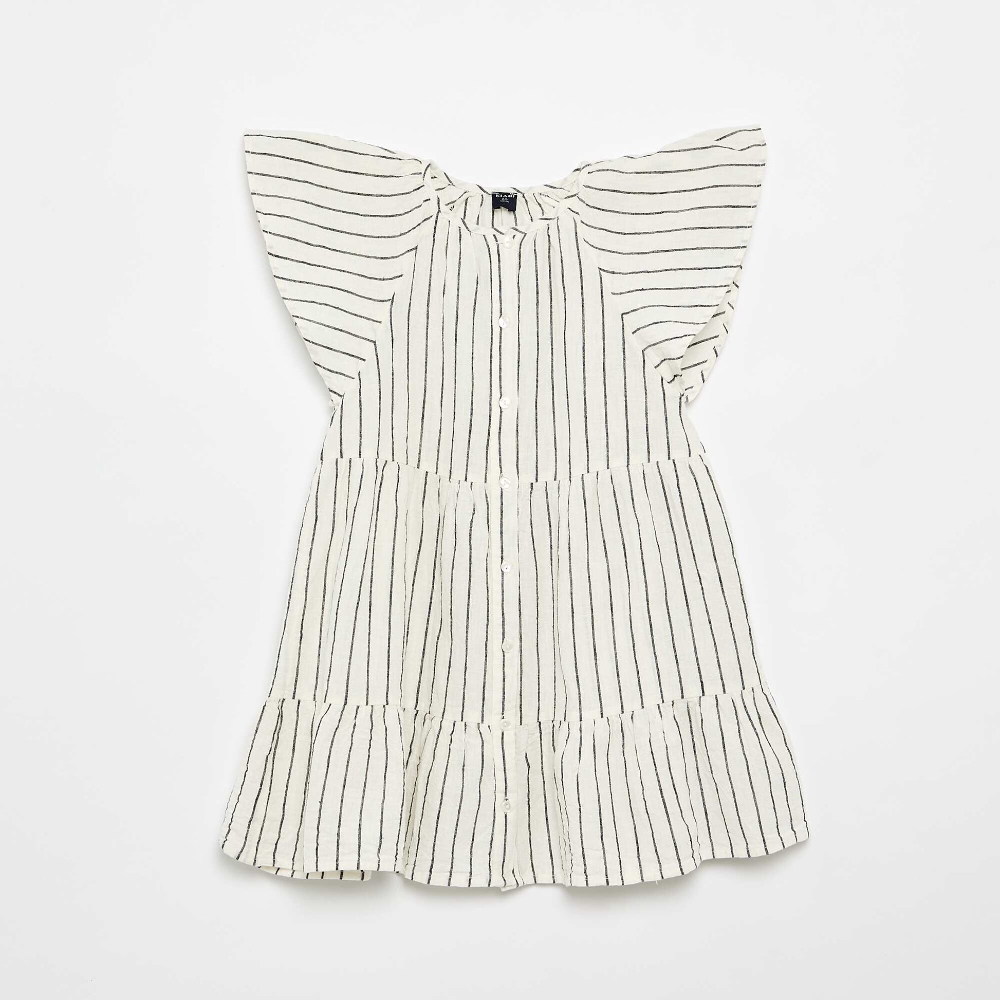 Robe rayée à coupe évasée ECRU