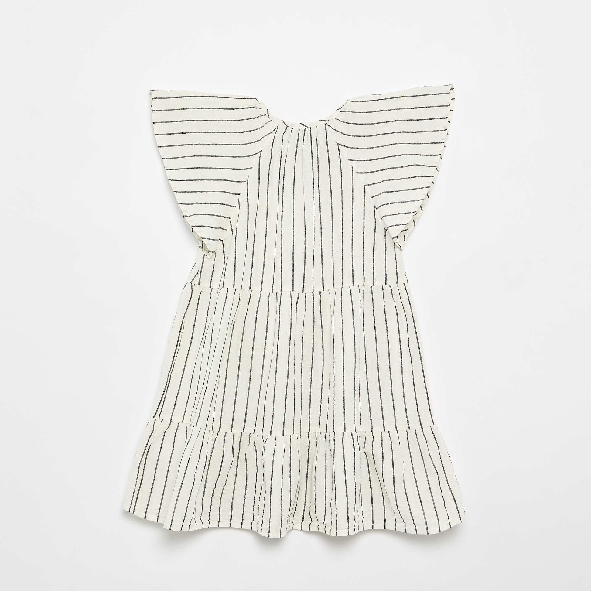Robe rayée à coupe évasée ECRU