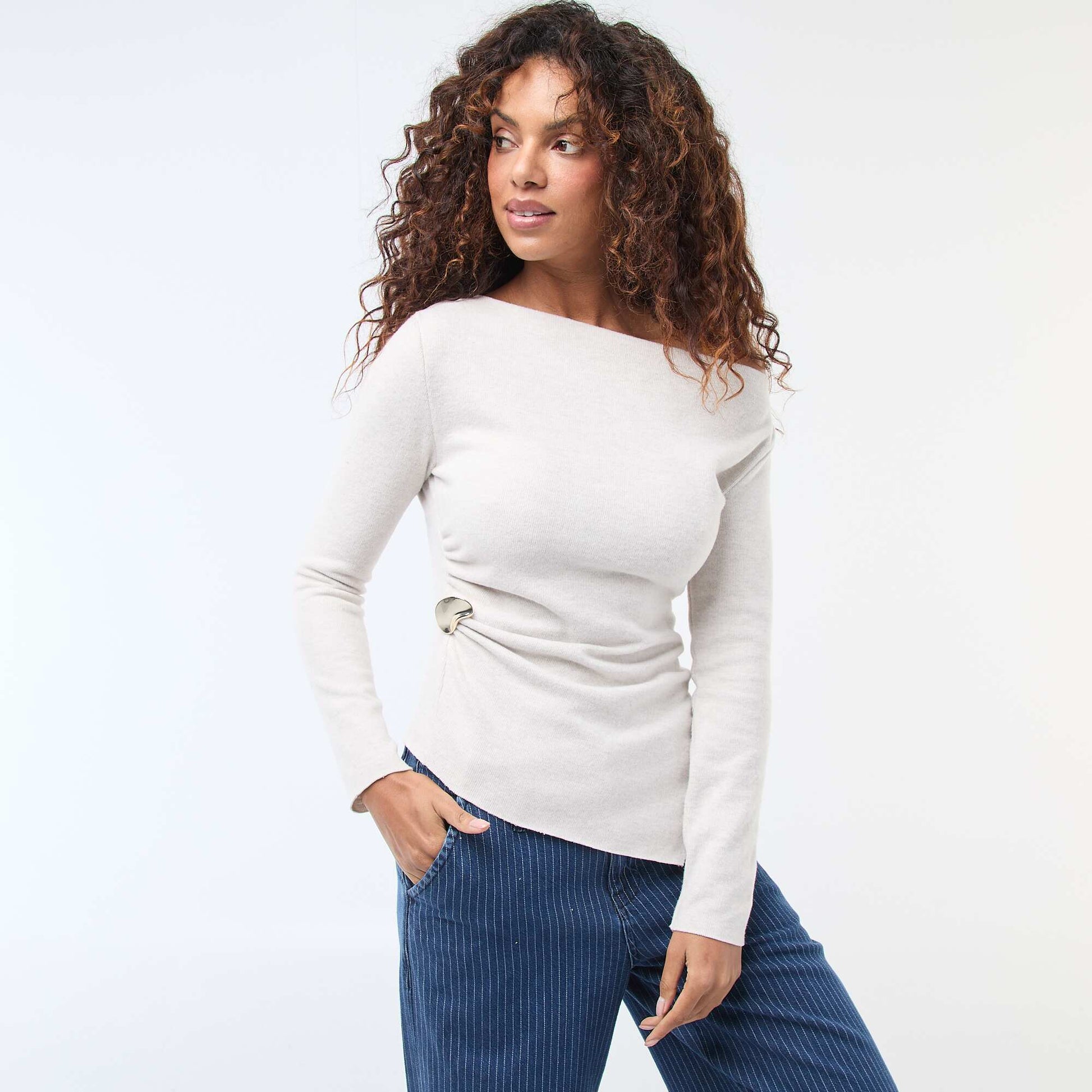 Top en maille asymétrique BEIGE