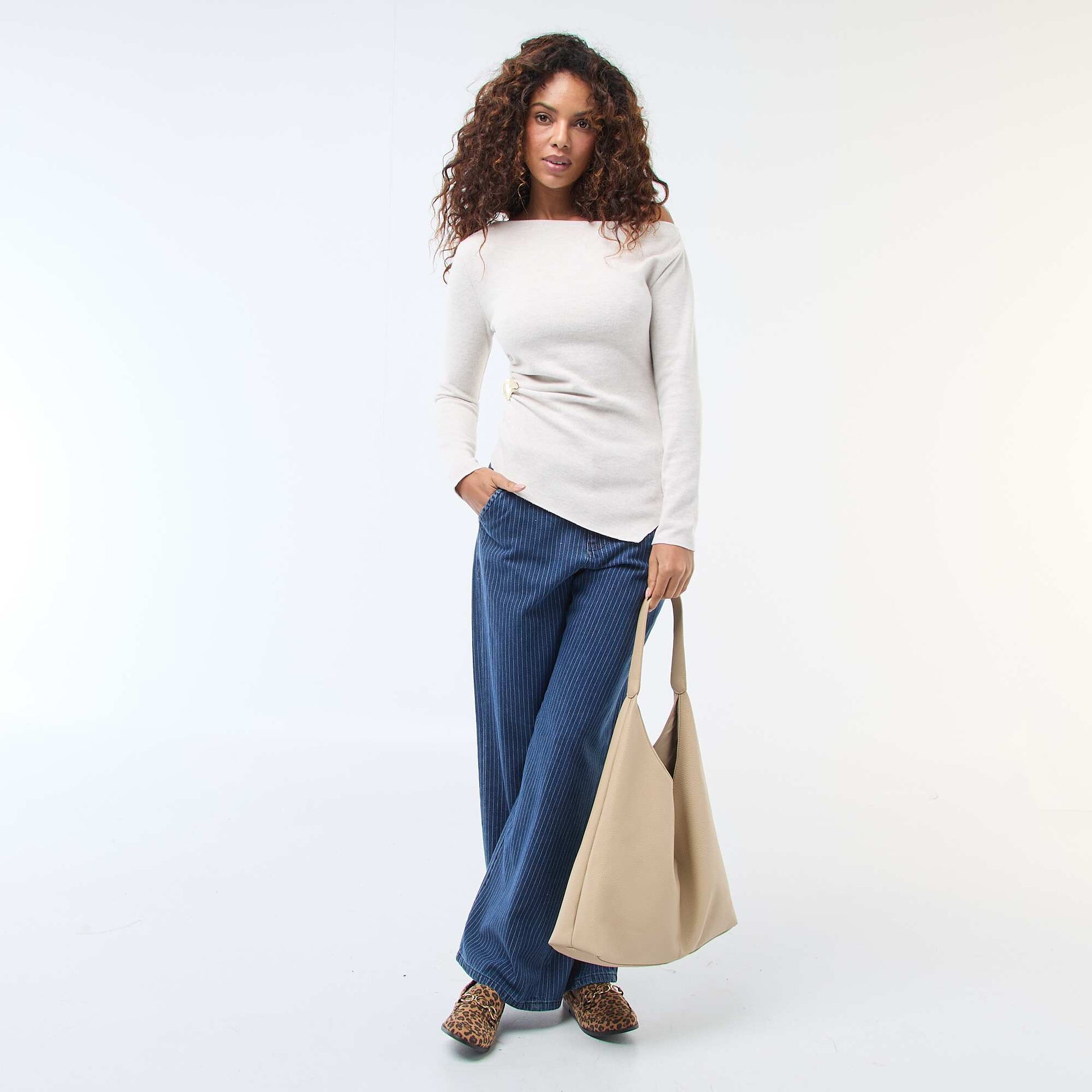 Top en maille asymétrique BEIGE