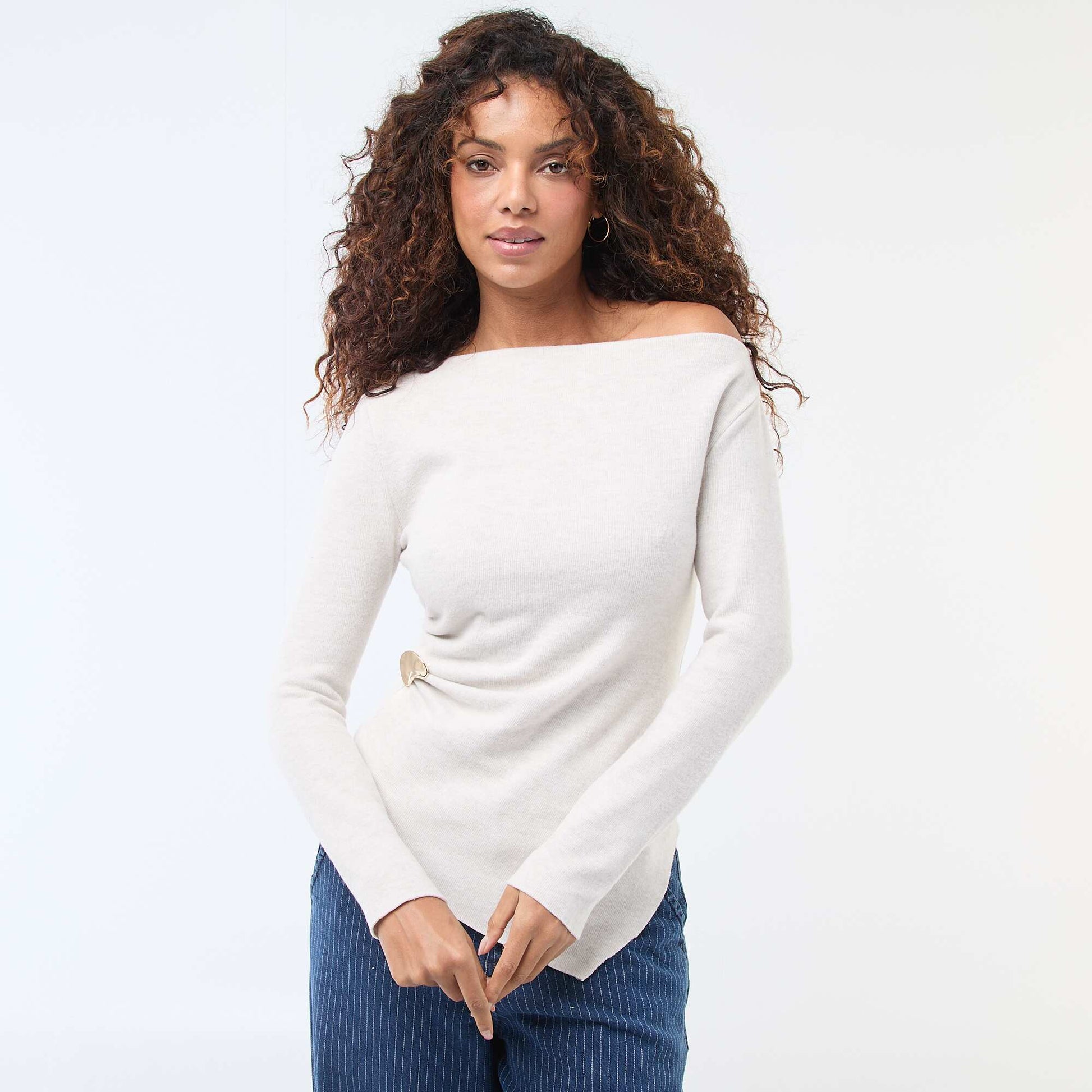 Top en maille asymétrique BEIGE